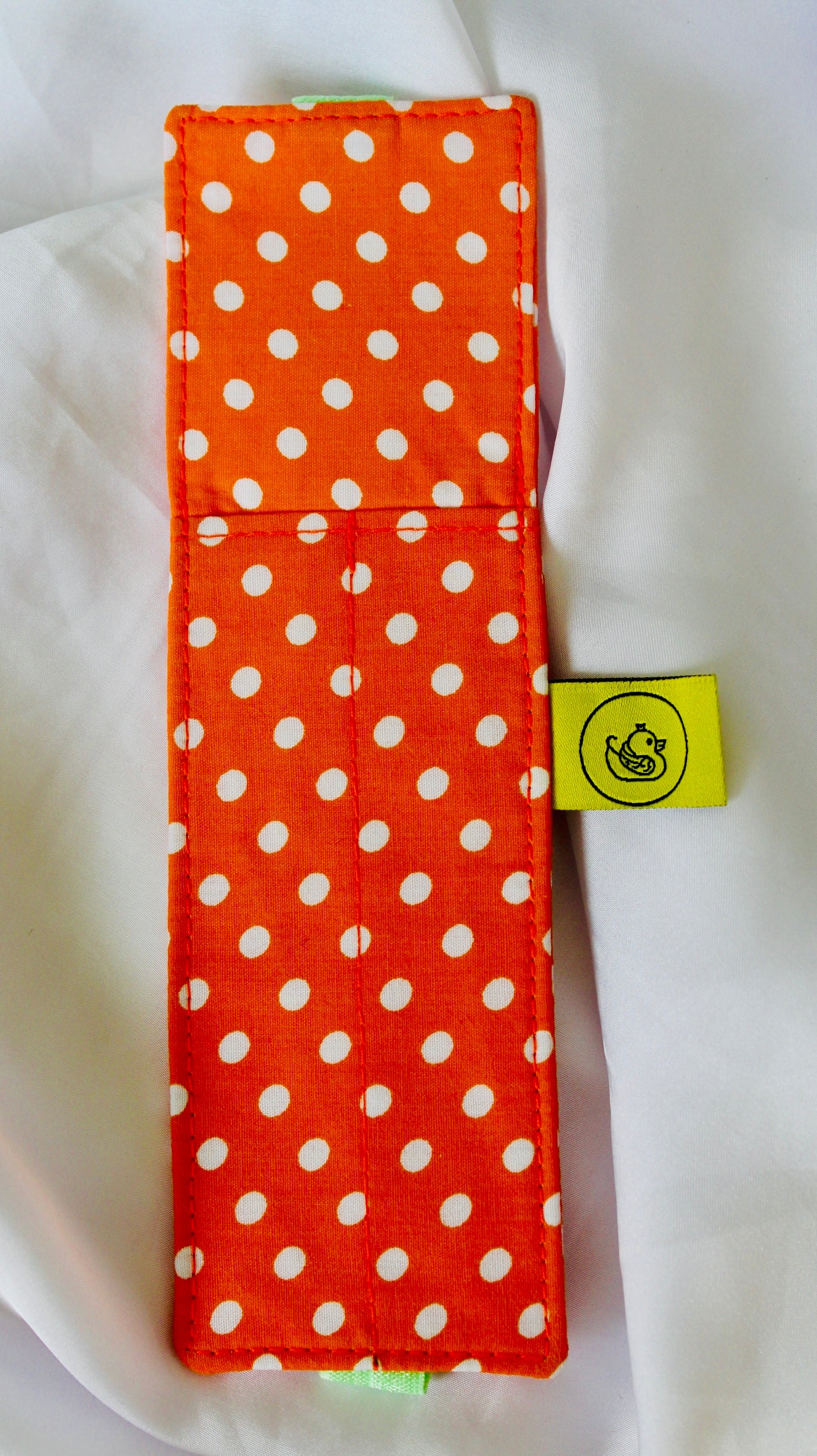 Orange and White polka dot Elastic Notebook Double Pen Holder