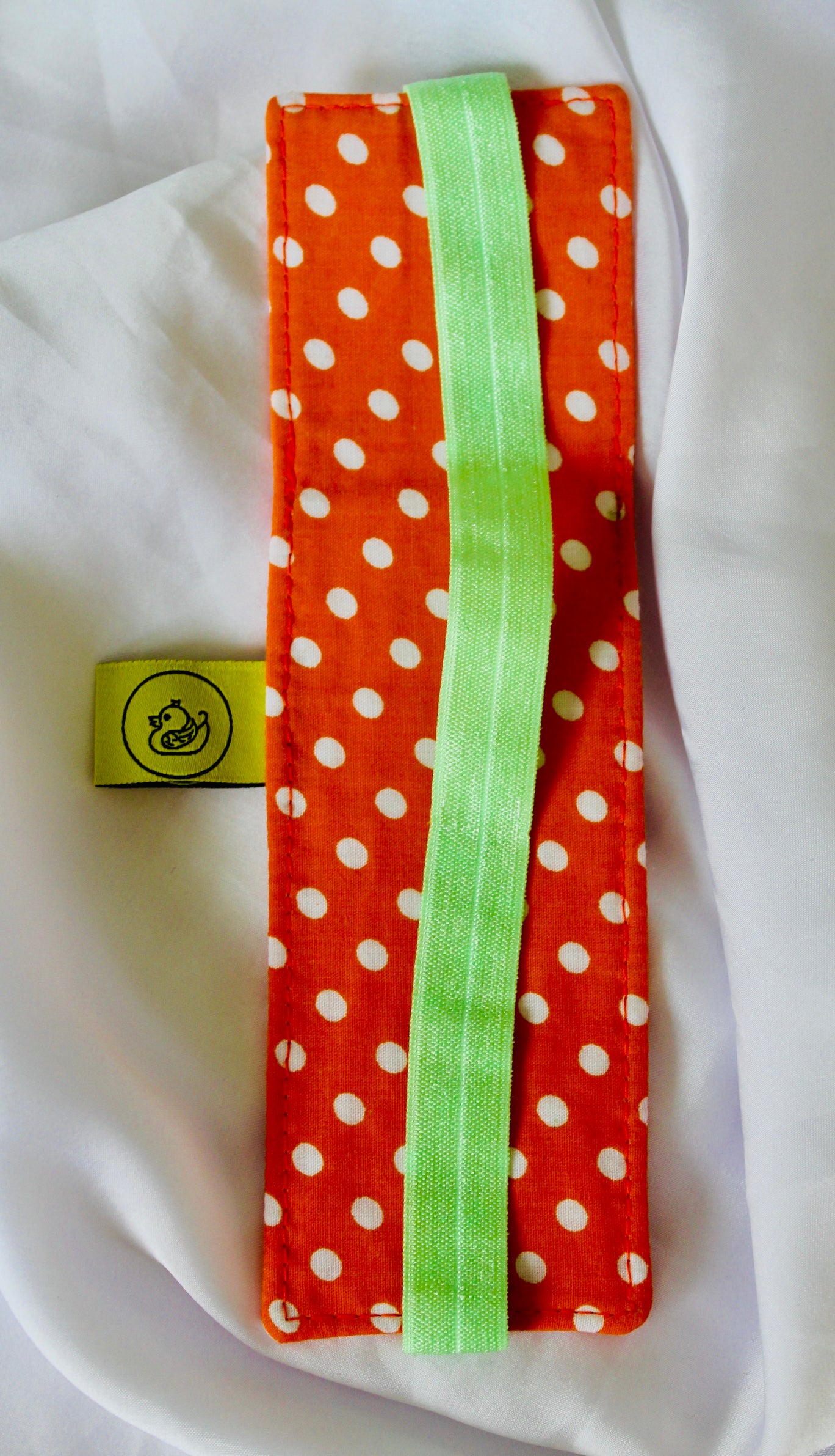 Orange and White polka dot Elastic Notebook Double Pen Holder