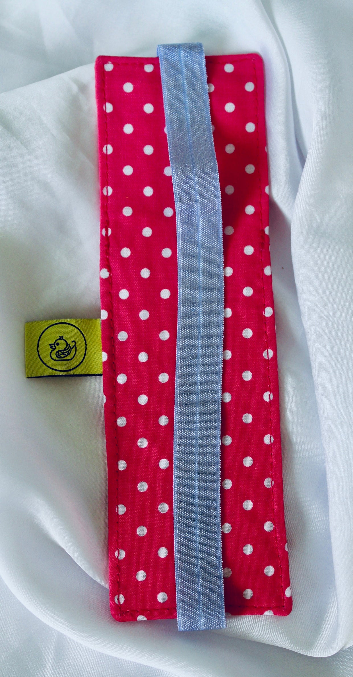 Pink and White polka dot Elastic Notebook Double Pen Holder
