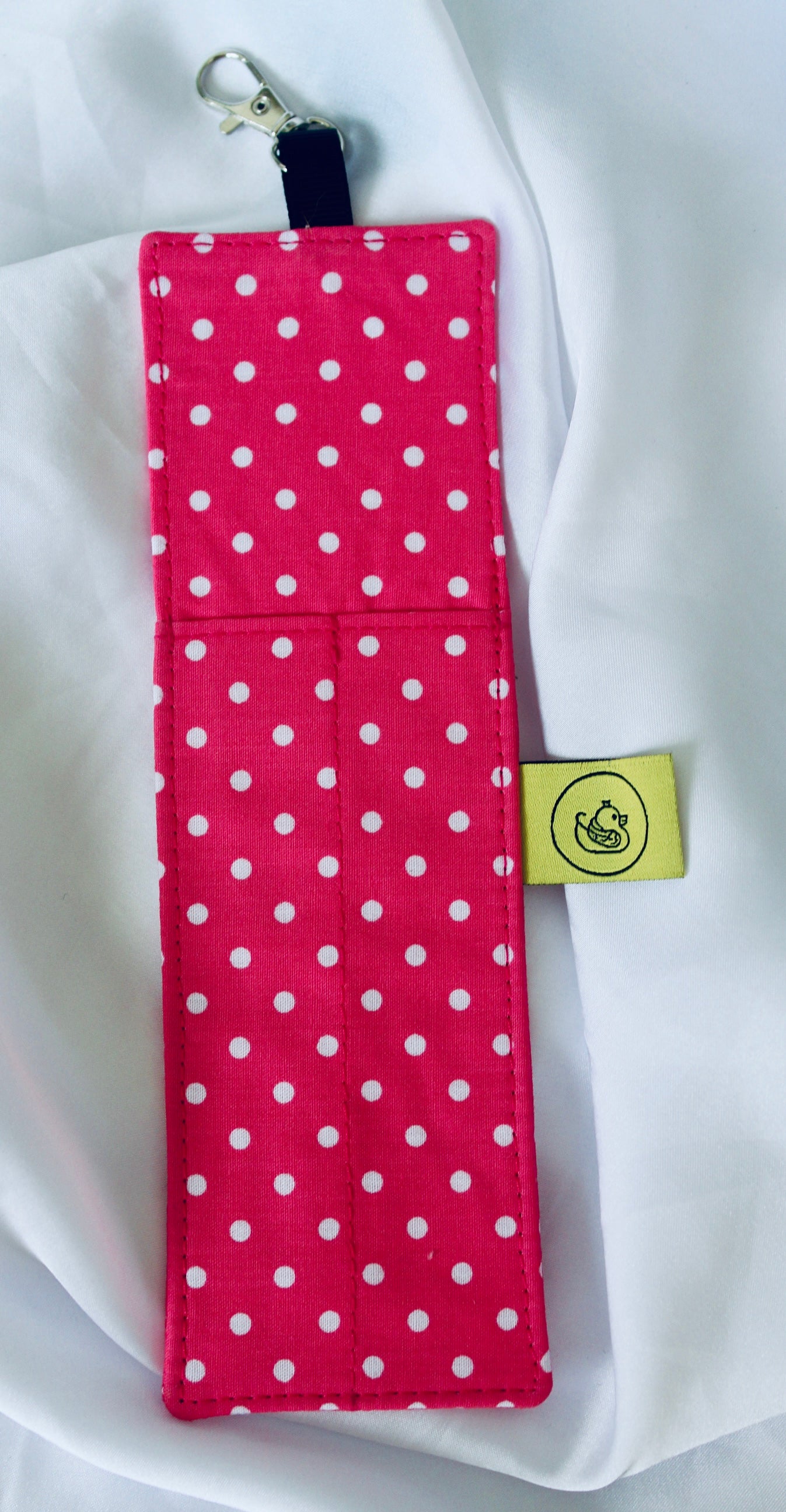 Pink and White polka dot Landyard Double Pen Holder