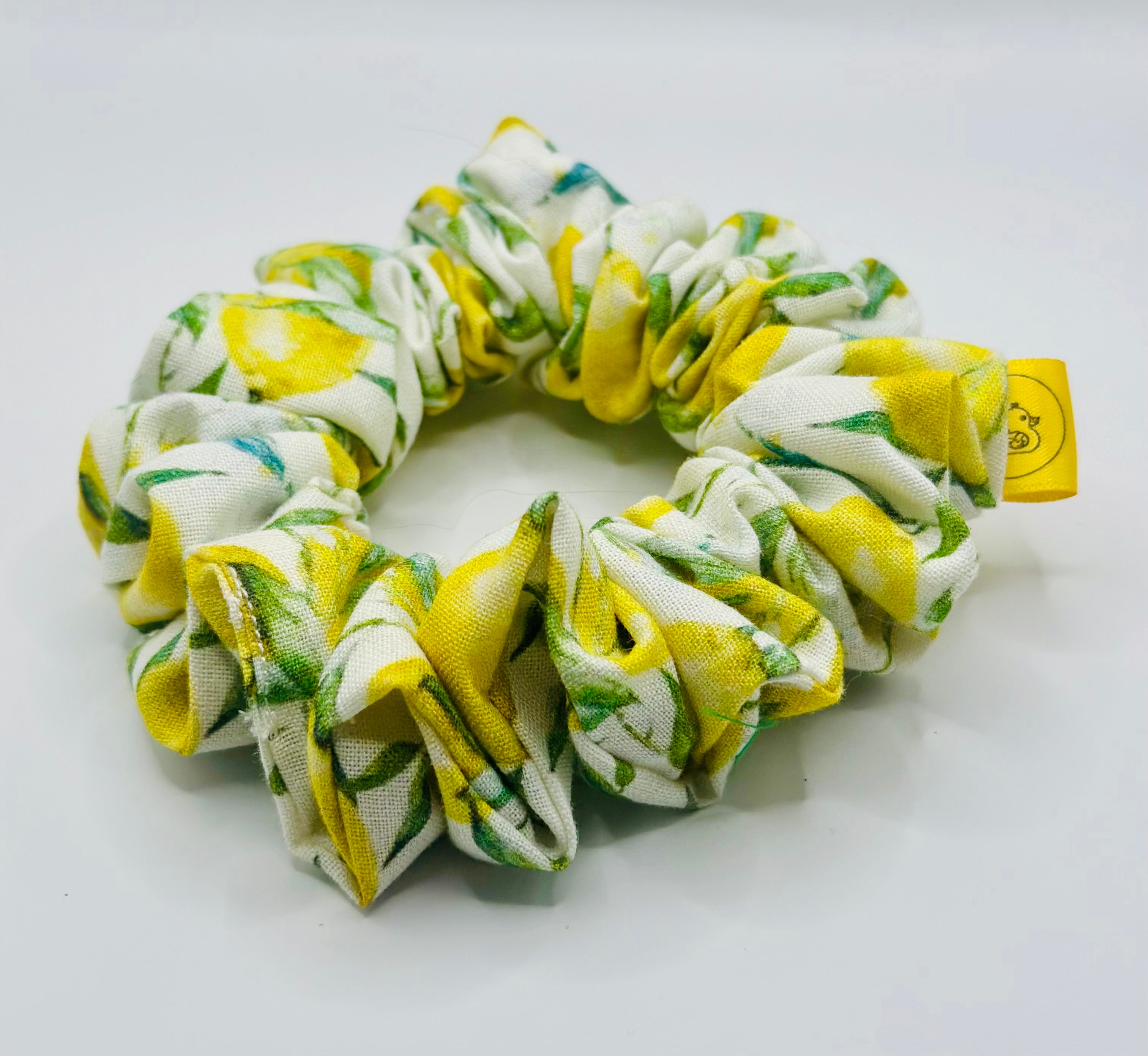 Scillian lemon cotton handmade hair scrunchie