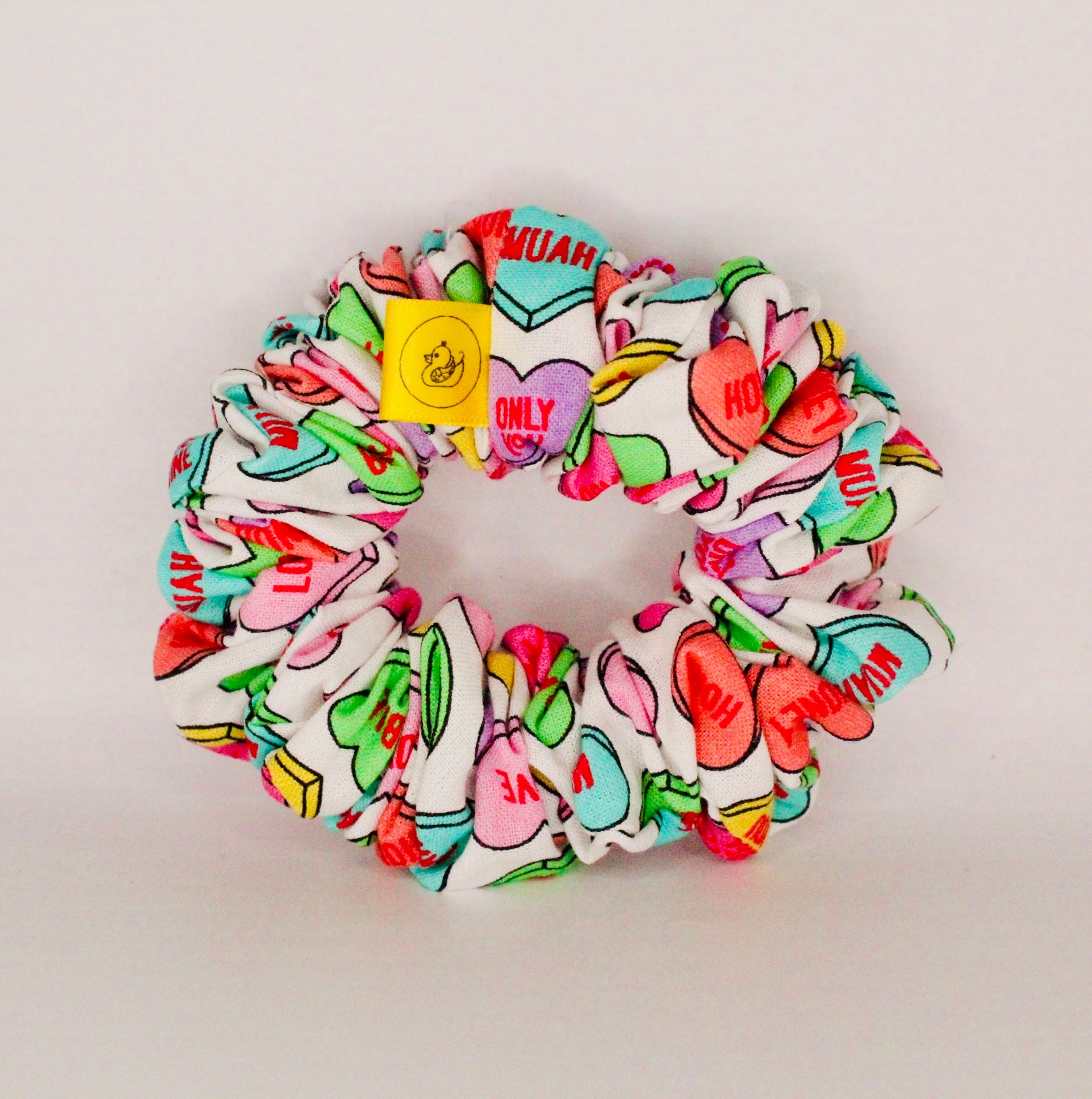 Love is in the hair love heart multi coloured hair cotton scrunchie