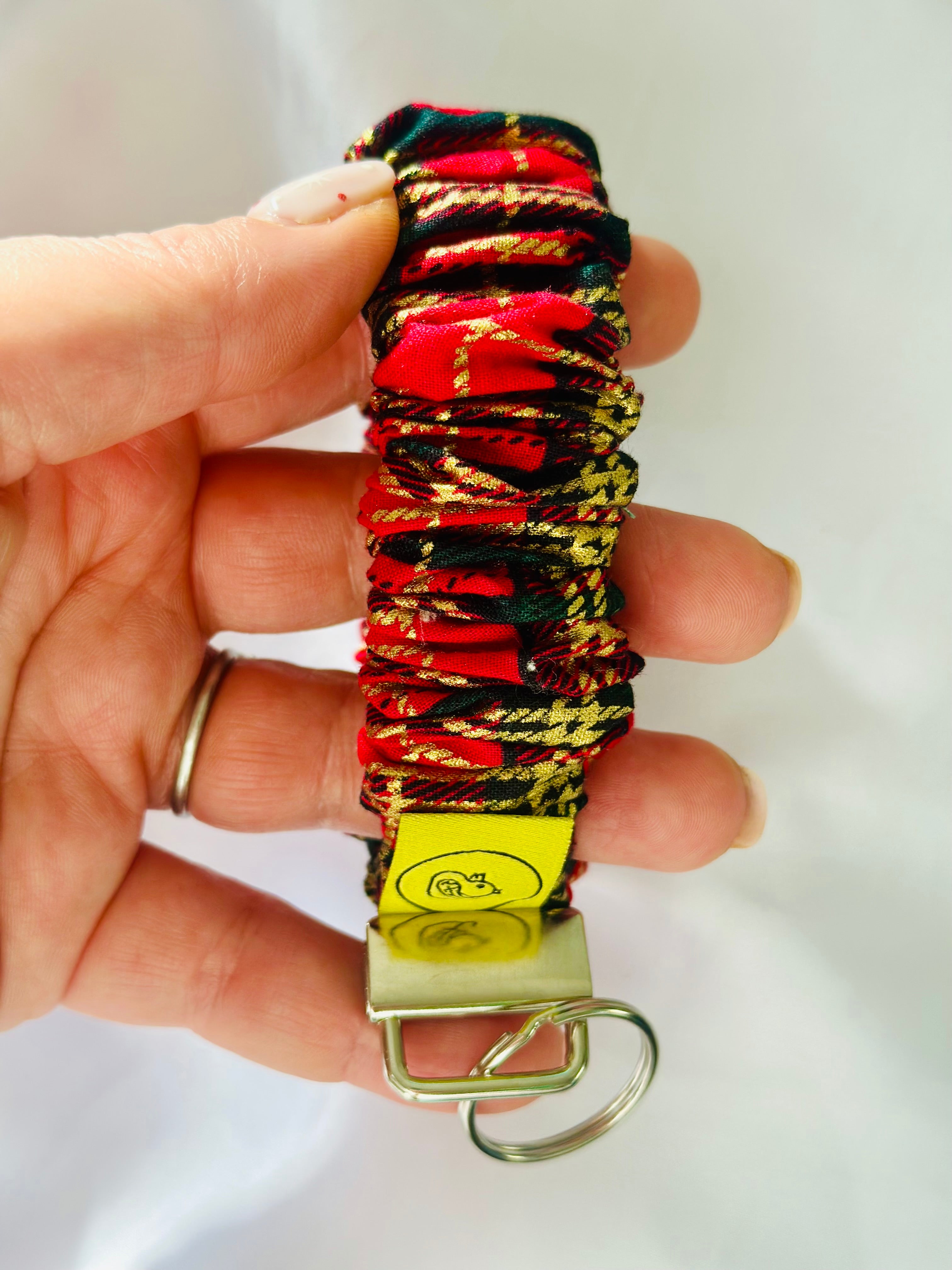 Red and Gold Tartan Scrunkey