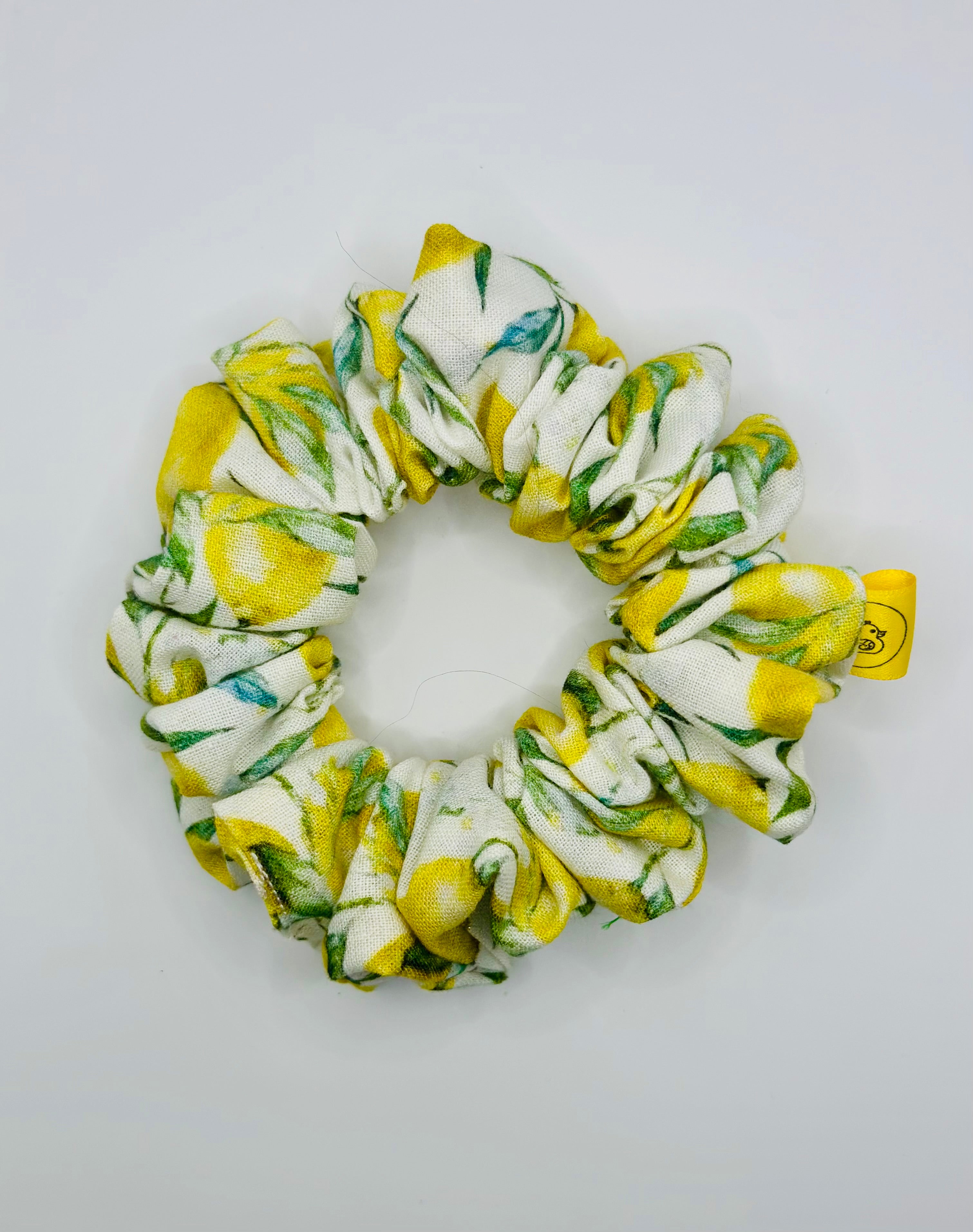 Scillian lemon cotton handmade hair scrunchie