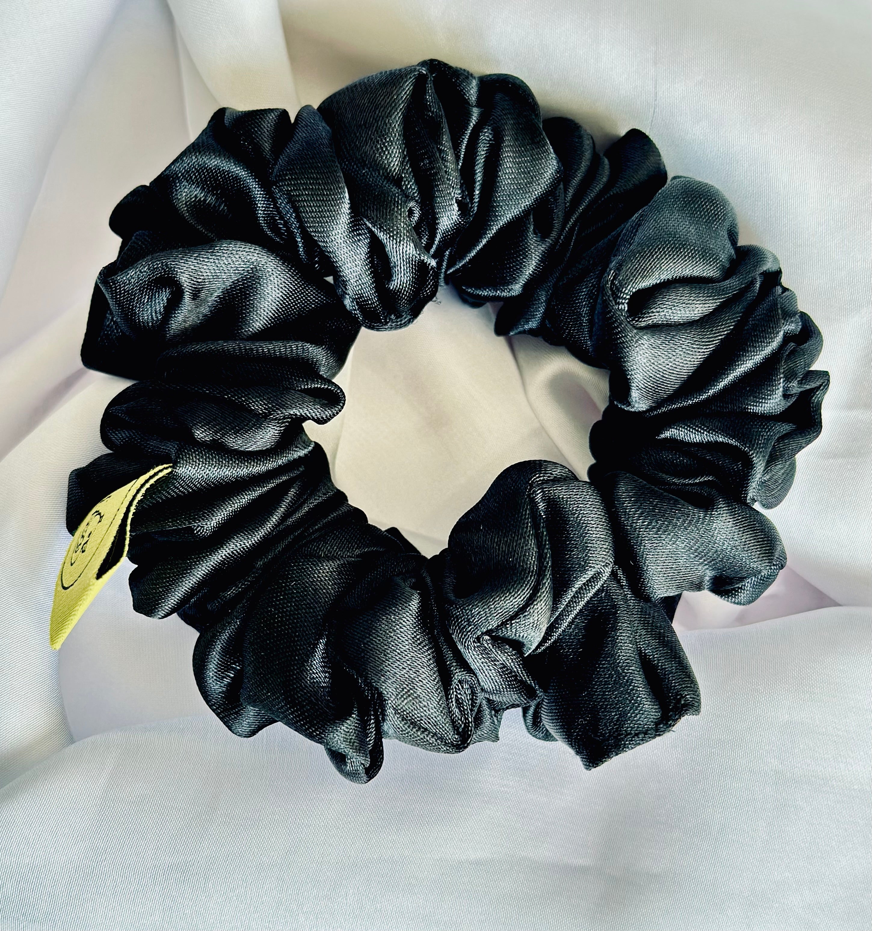 Black Mini satin hair scrunchie