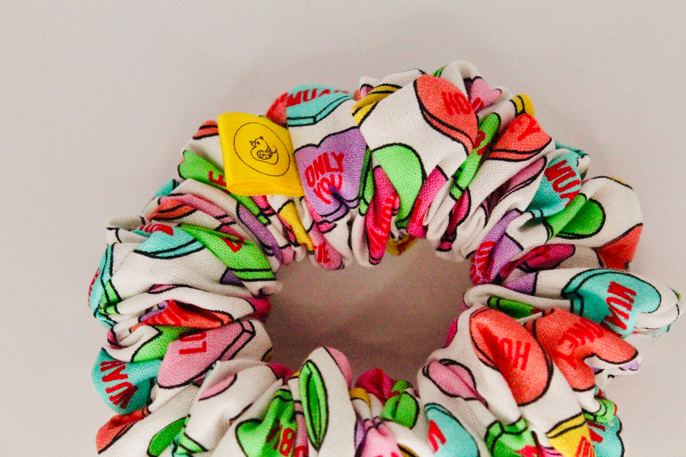 Love is in the hair love heart multi coloured hair cotton scrunchie