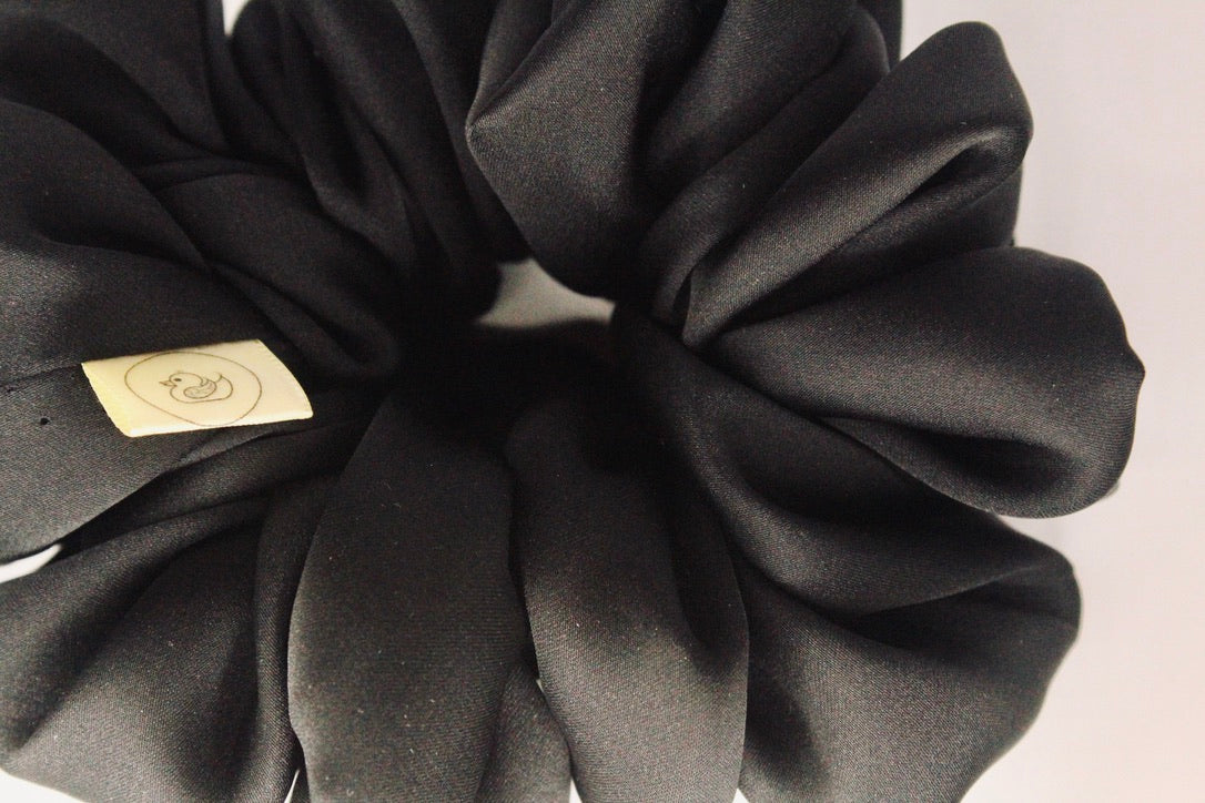 Black Luxury Satin Regular Hair Scrunchie