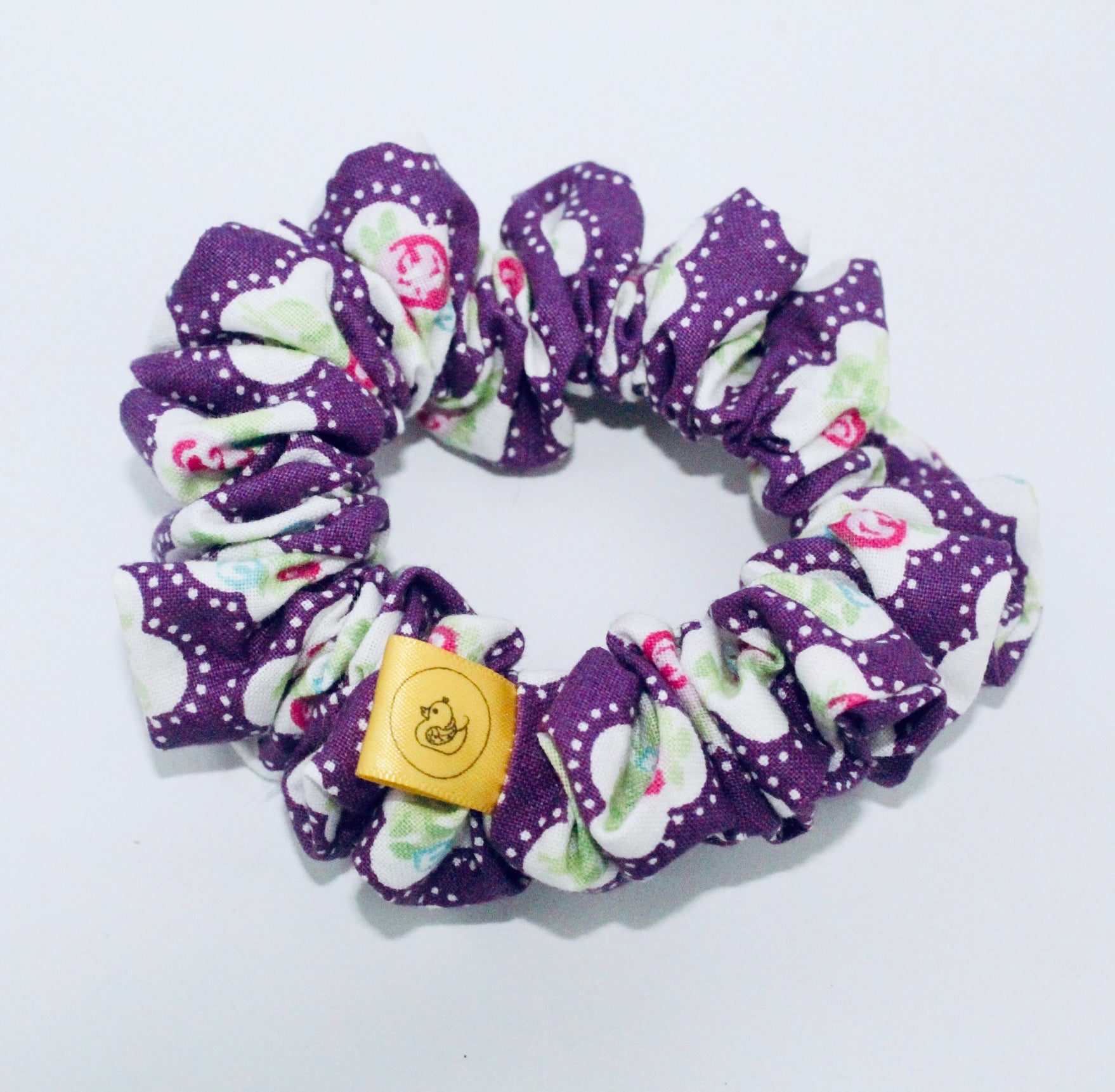 Purple floral hair scrunchie