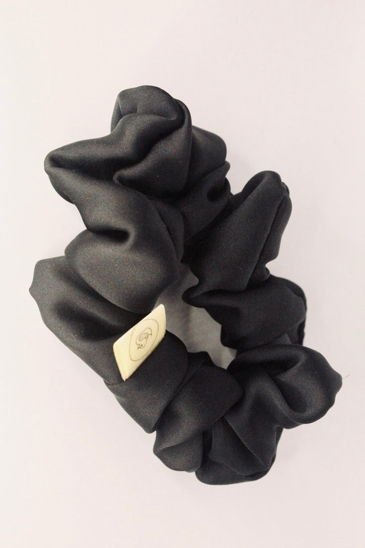 Black Luxury Satin Regular Hair Scrunchie