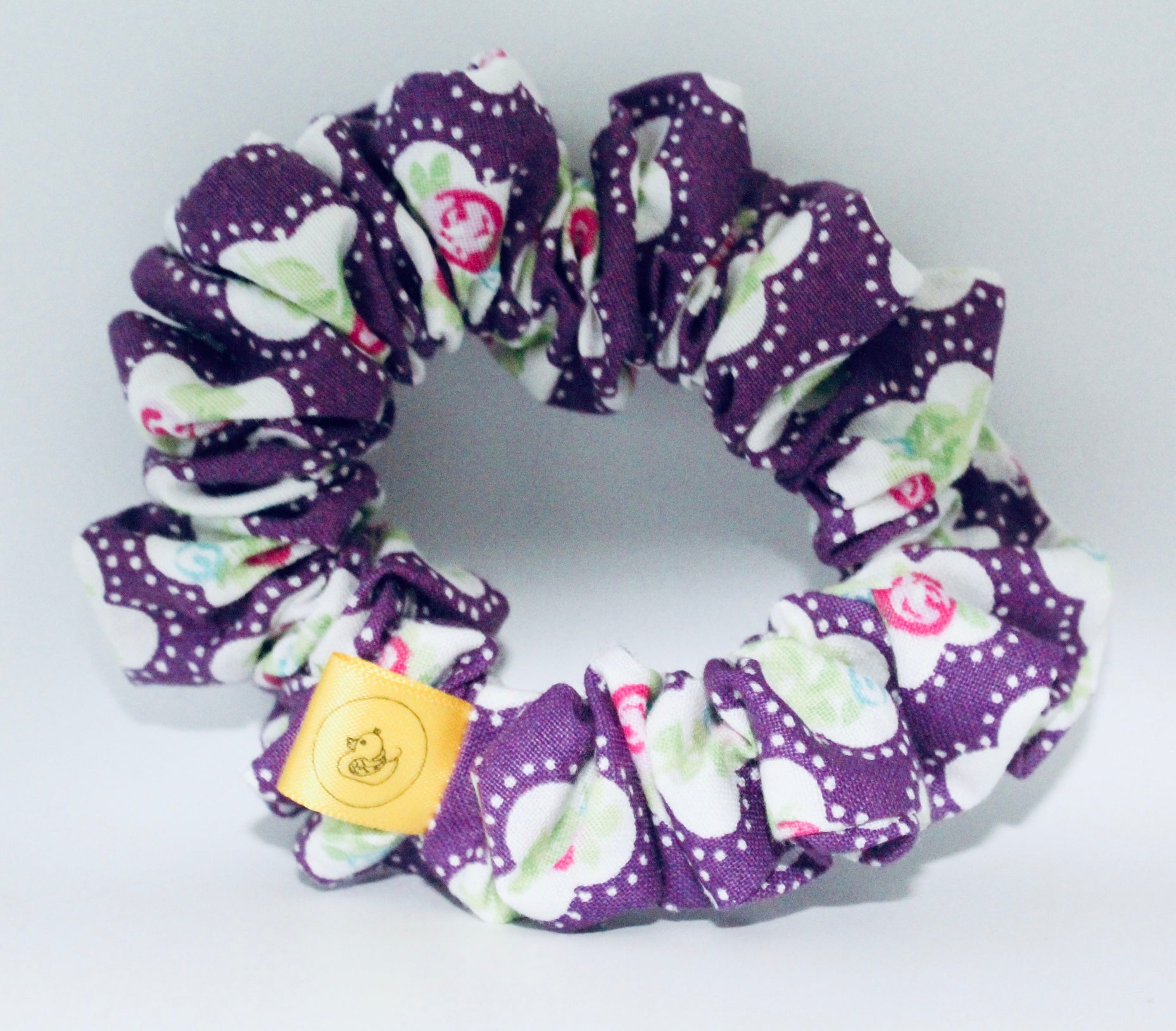 Purple floral hair scrunchie