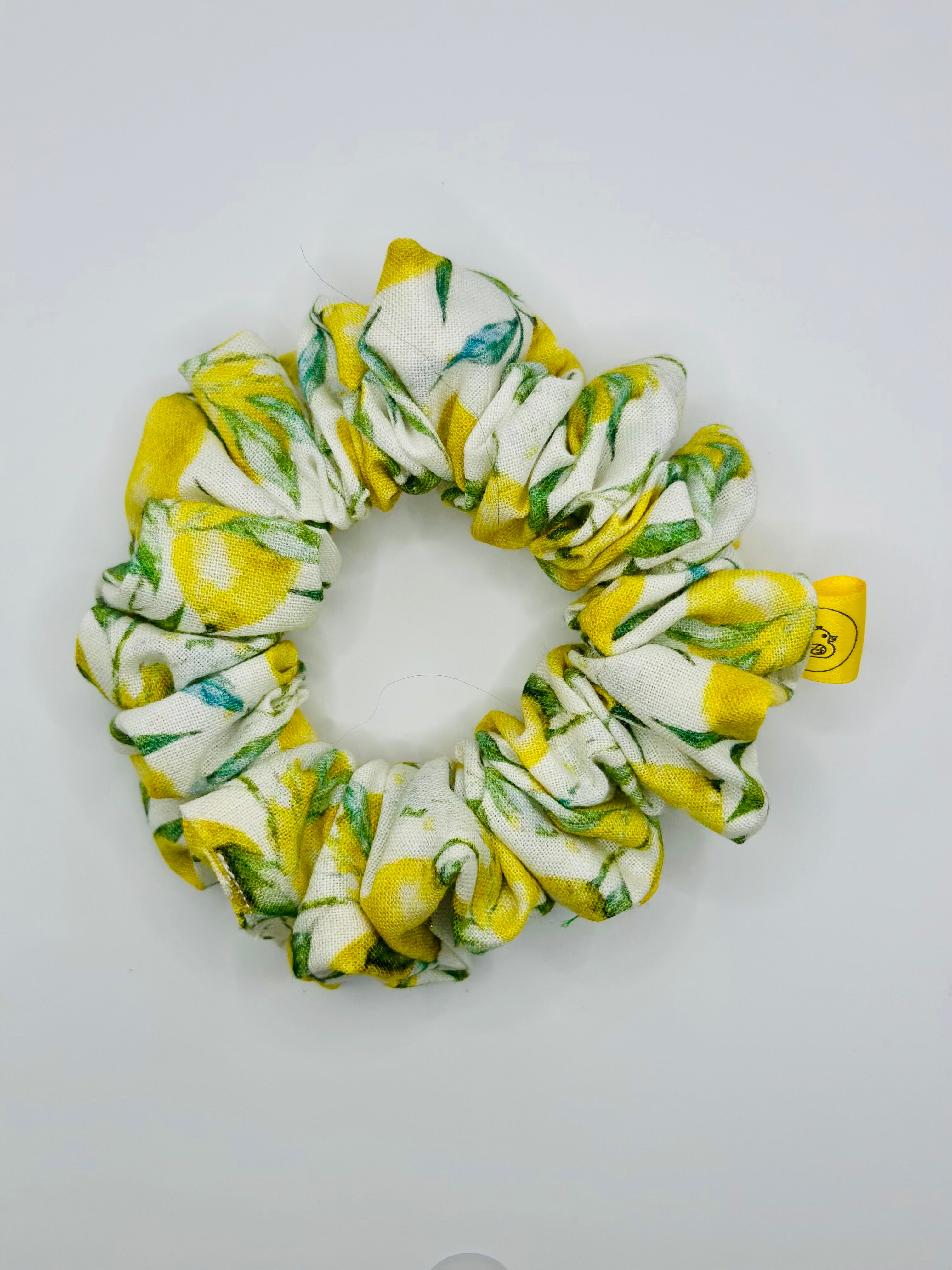 Scillian lemon cotton handmade hair scrunchie