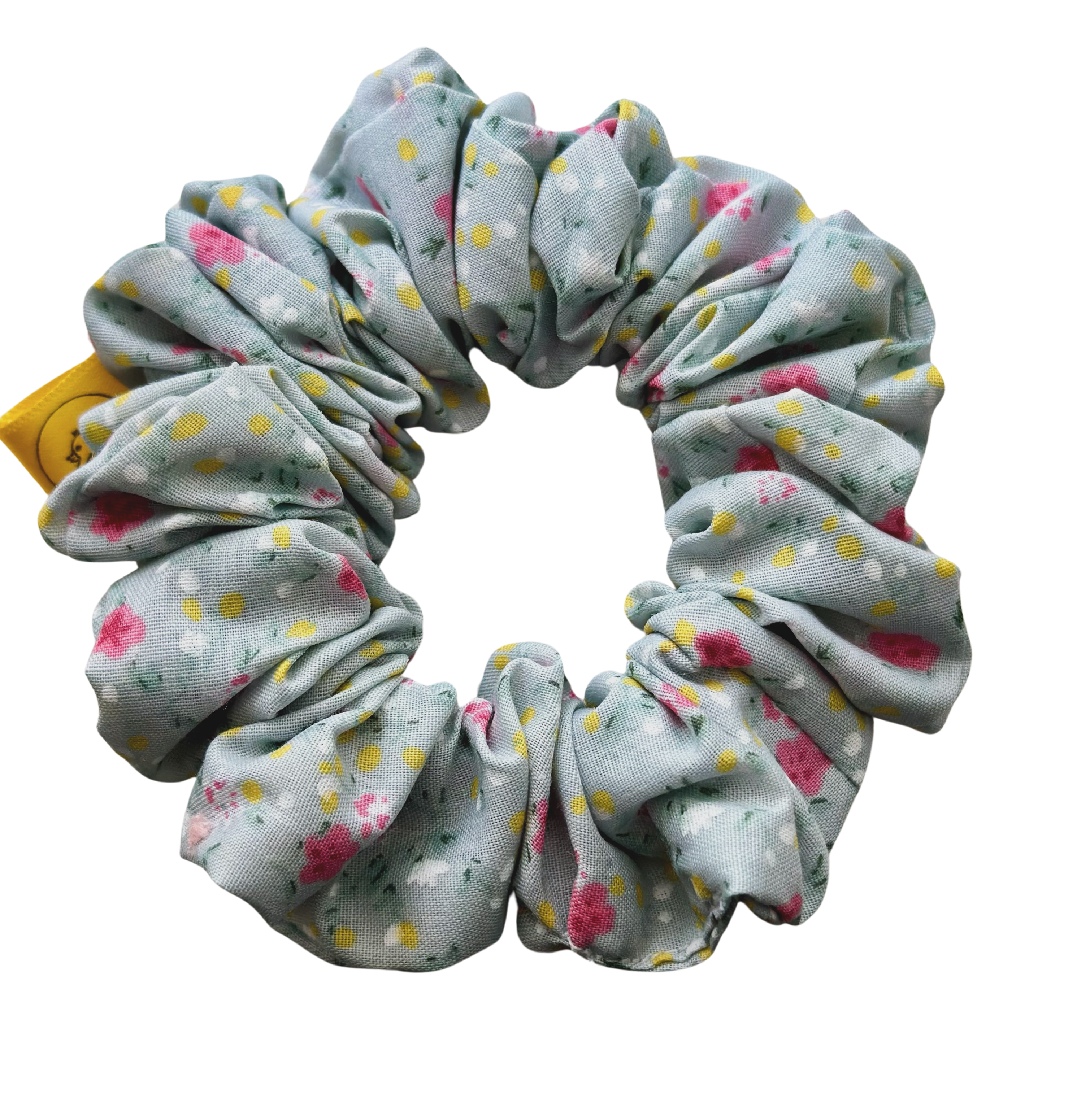 Duck Egg Blue floral hair scrunchie