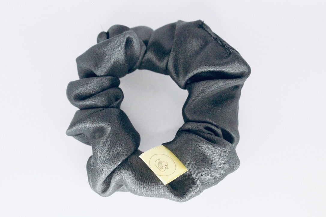 Luxury Gunmetal dark Grey Satin Hair scrunchie