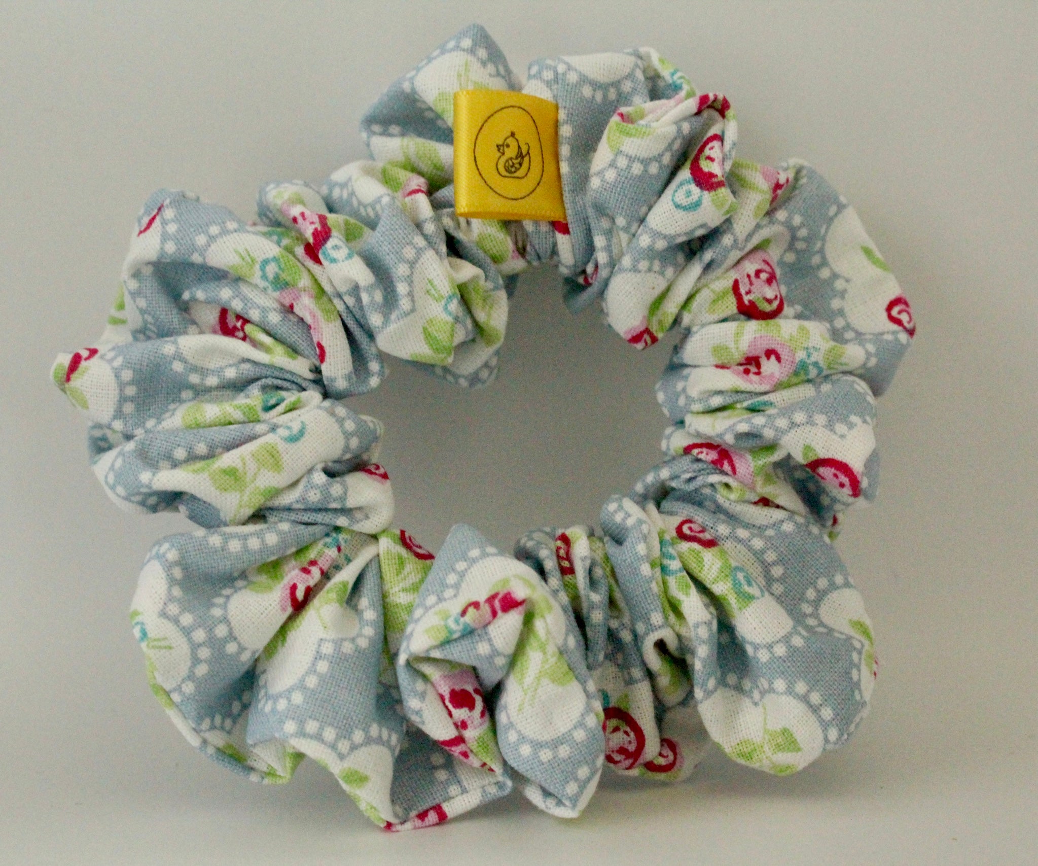 Blue floral hair scrunchie