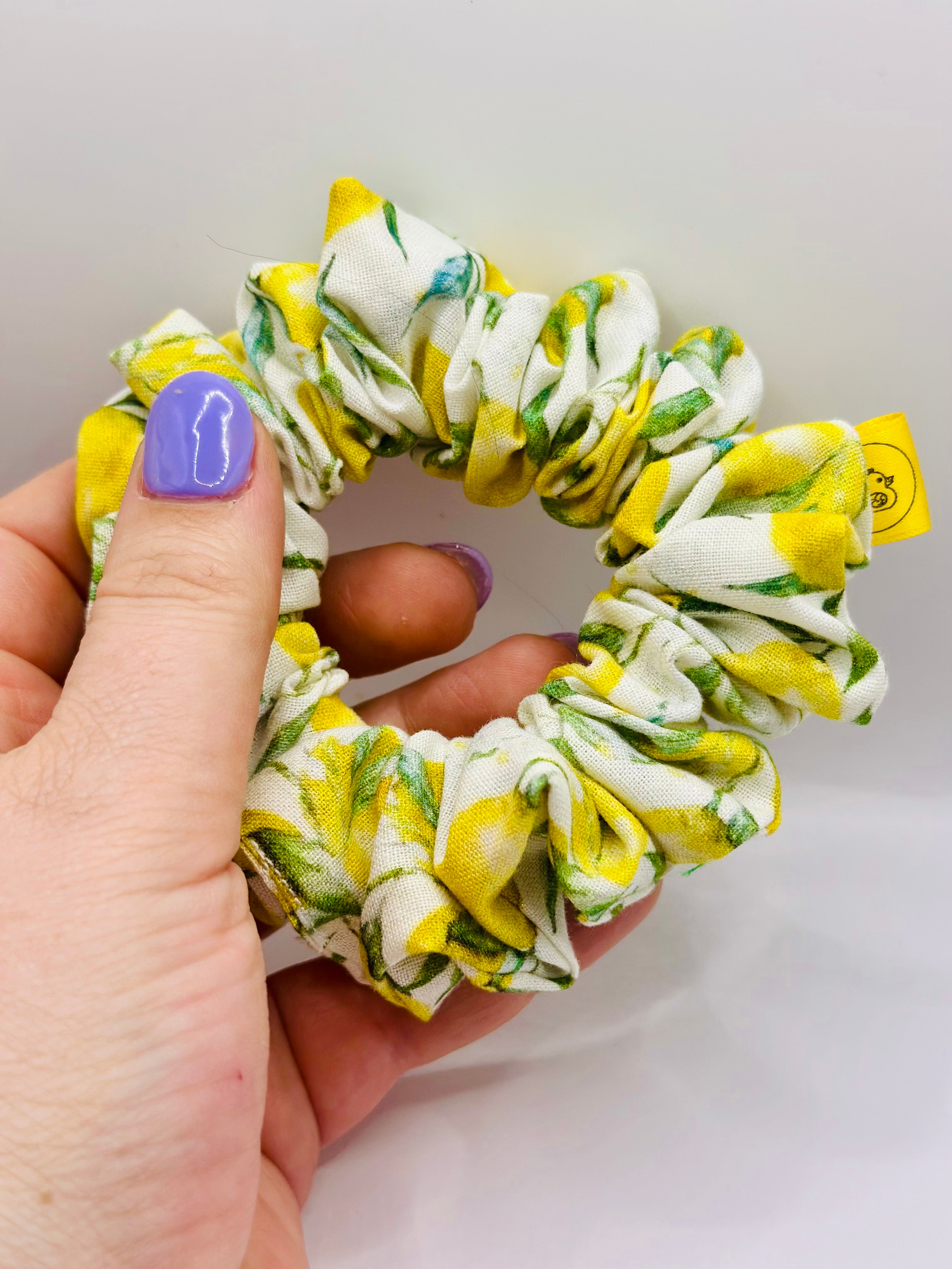 Scillian lemon cotton handmade hair scrunchie