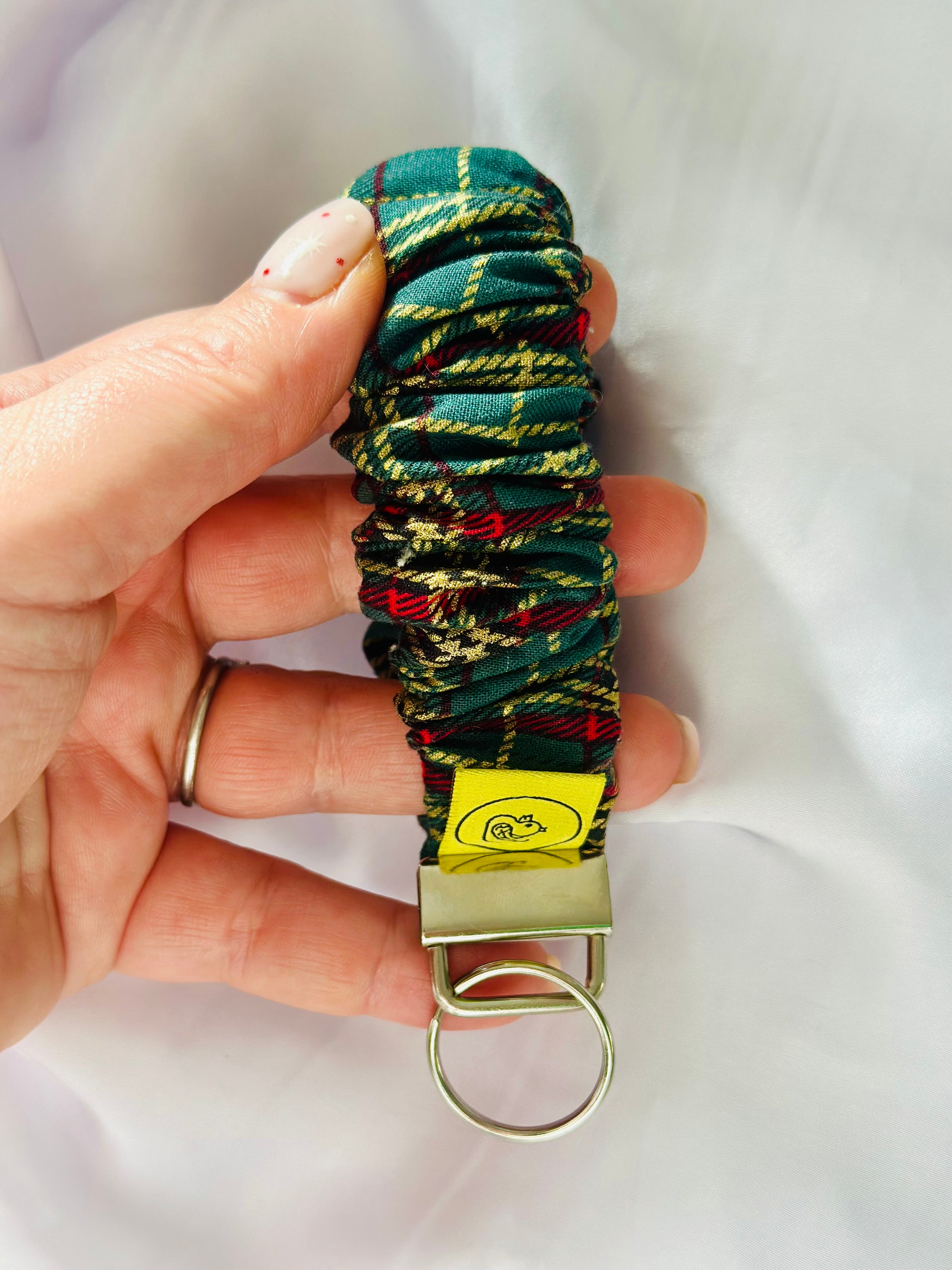 Green and Gold Tartan Scrunkey
