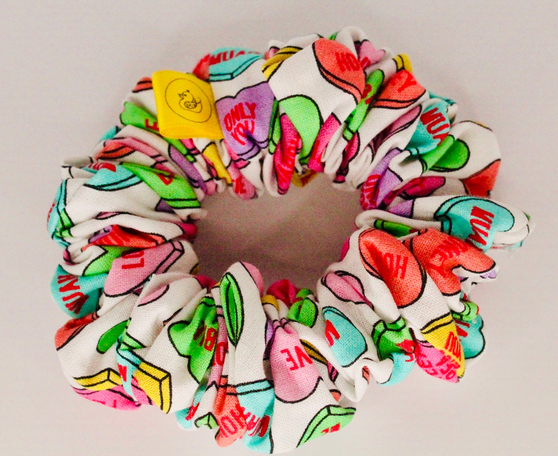 Love is in the hair love heart multi coloured hair cotton scrunchie