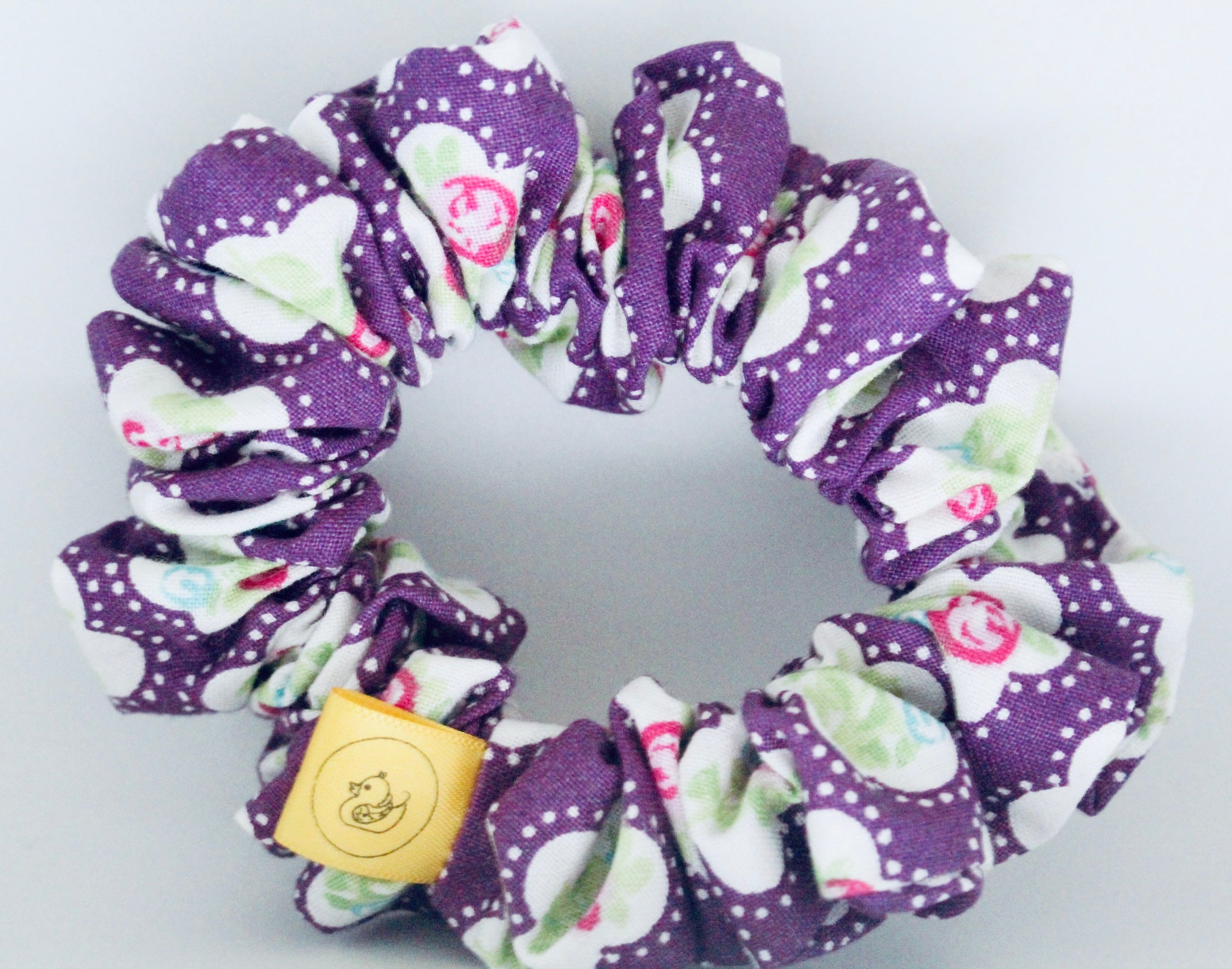 Purple floral hair scrunchie