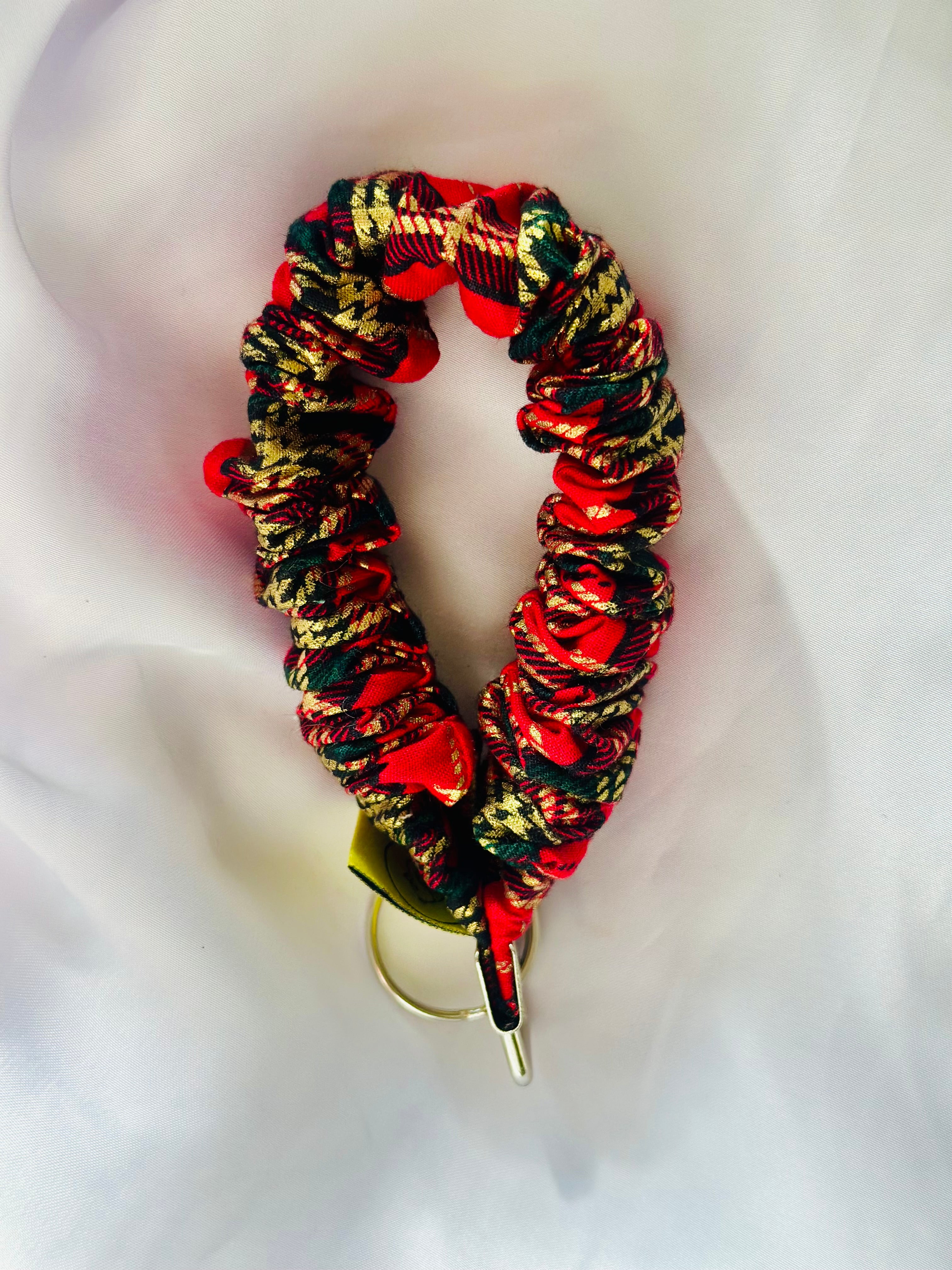 Red and Gold Tartan Scrunkey