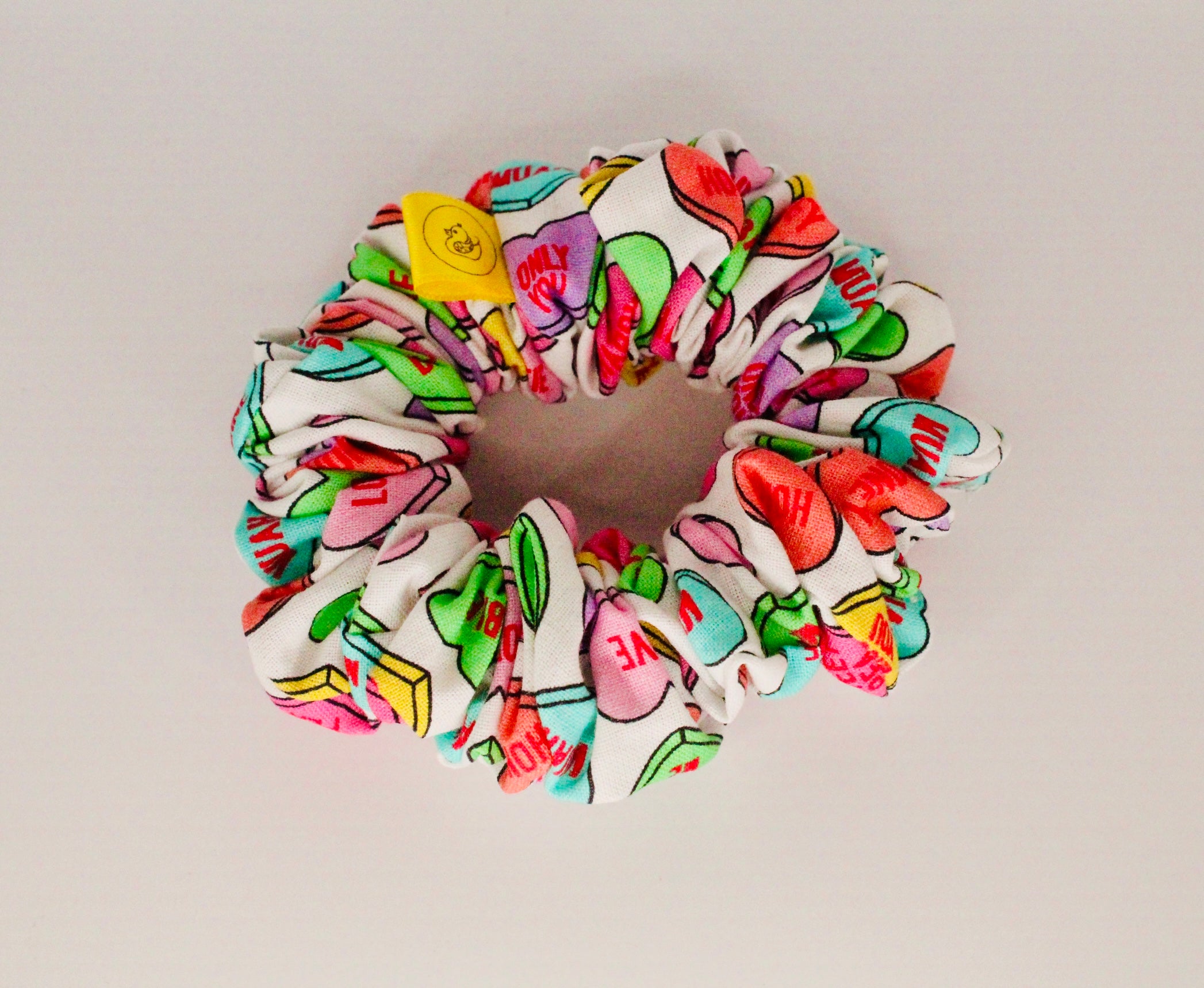 Love is in the hair love heart multi coloured hair cotton scrunchie