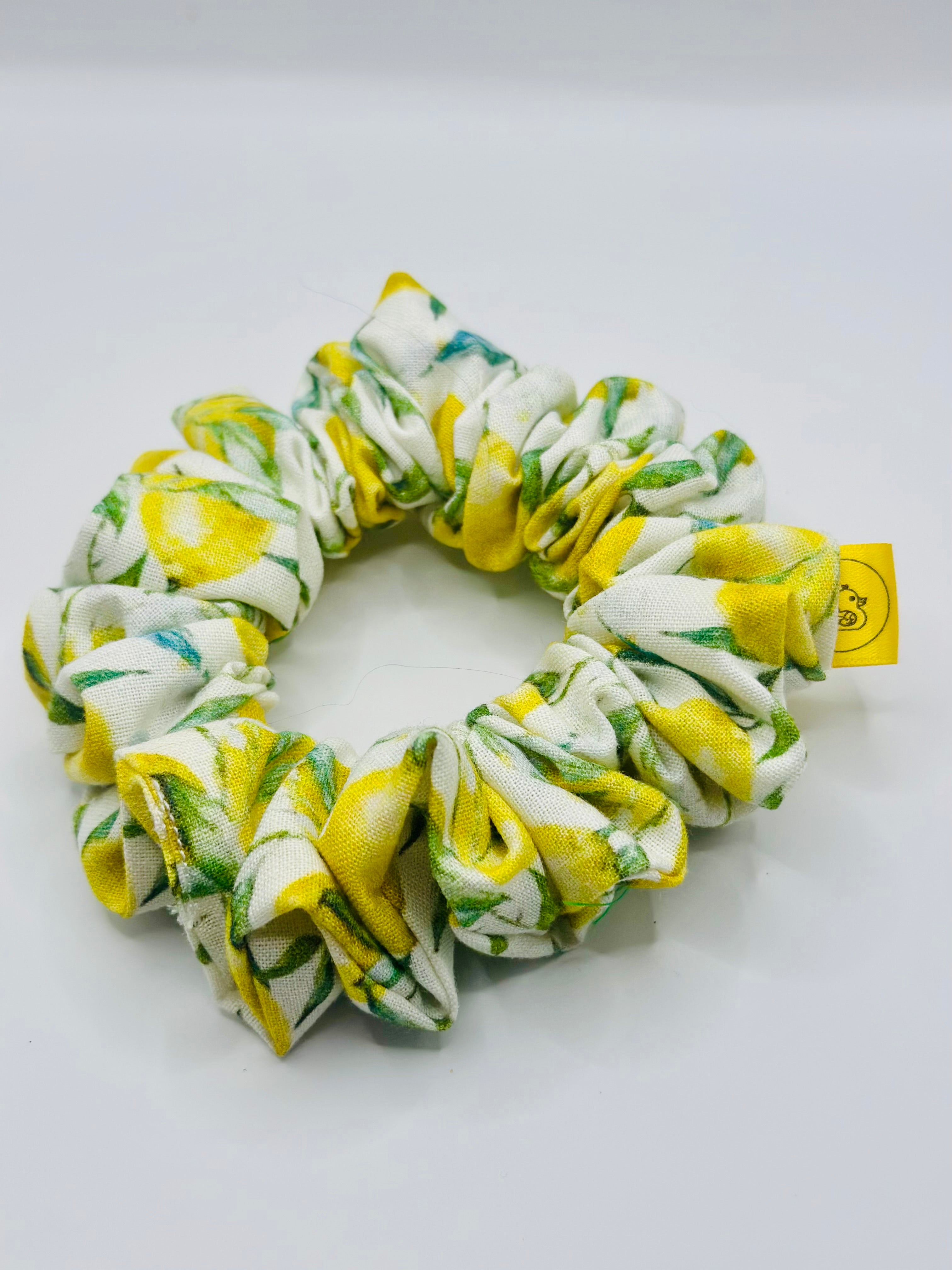 Scillian lemon cotton handmade hair scrunchie