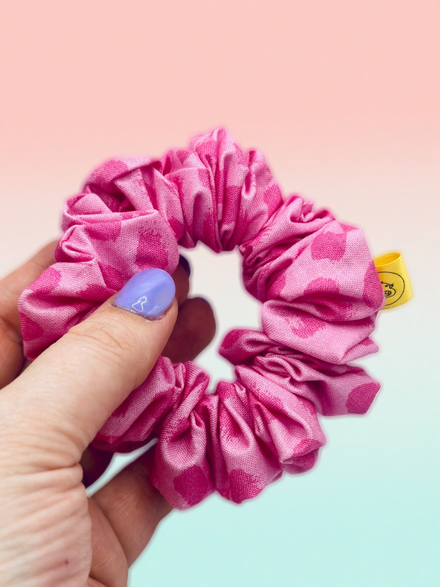 Lilly the pink spotty handmade hair scrunchie