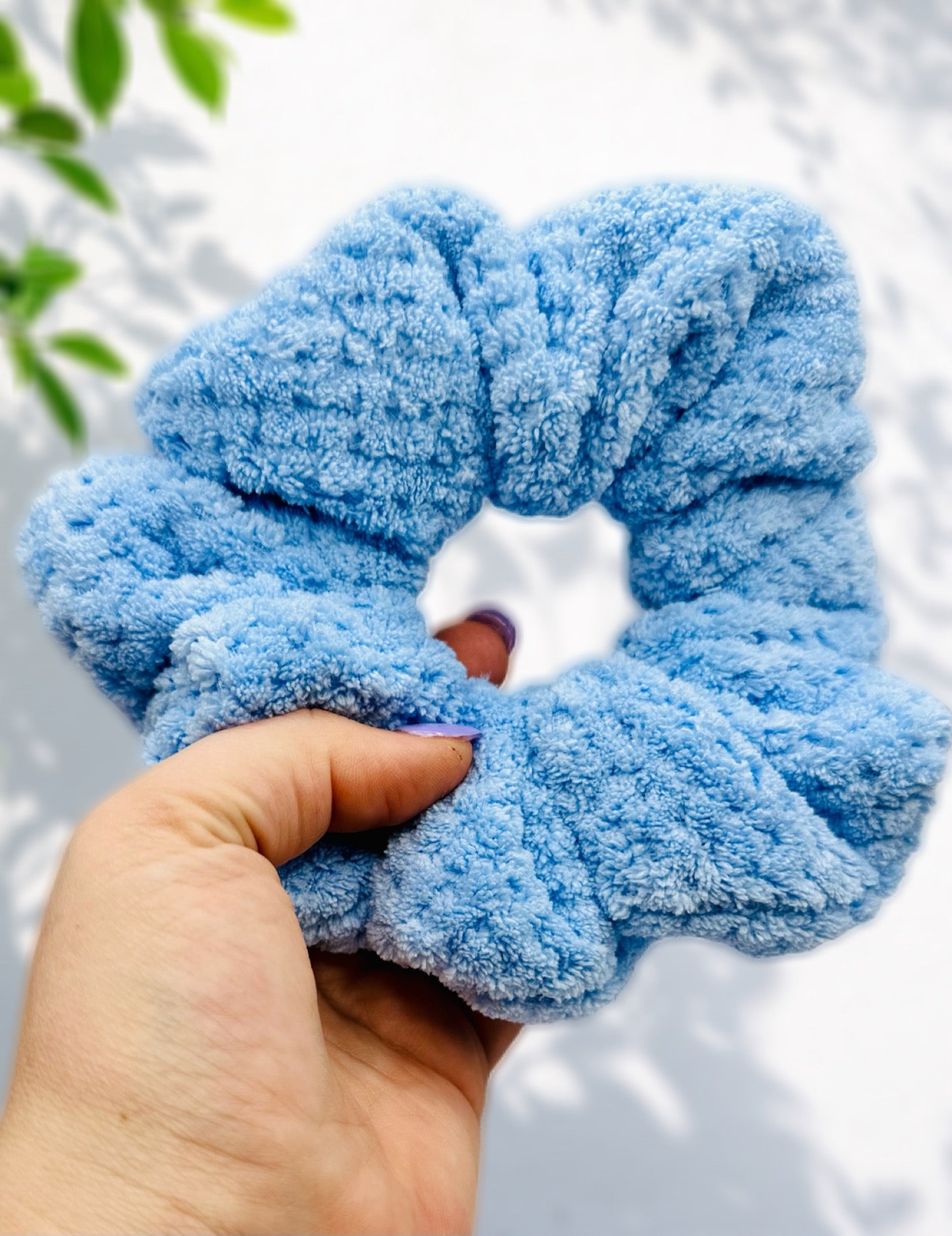 Microfibre towelling hair scrunchies