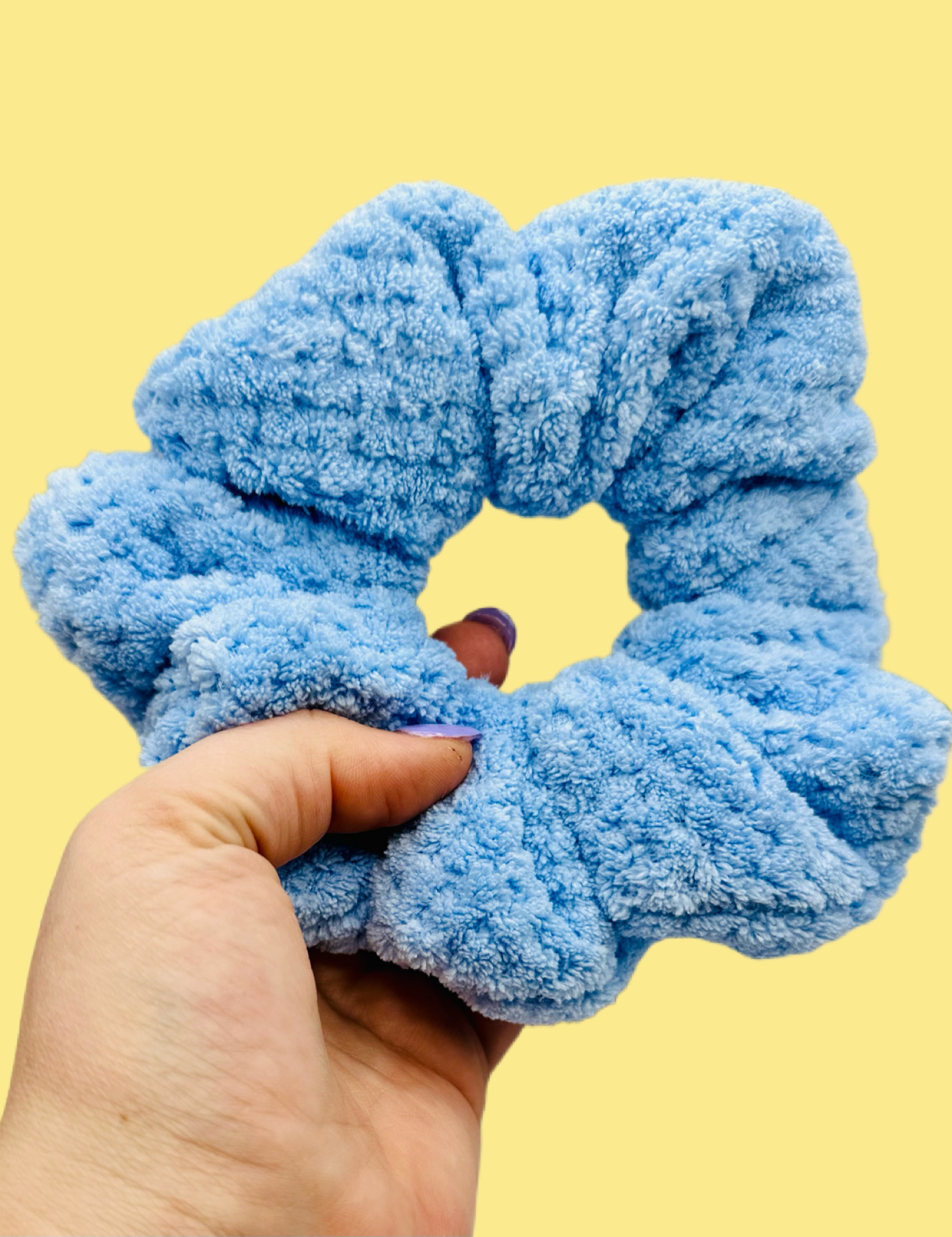 Microfibre towelling hair scrunchies