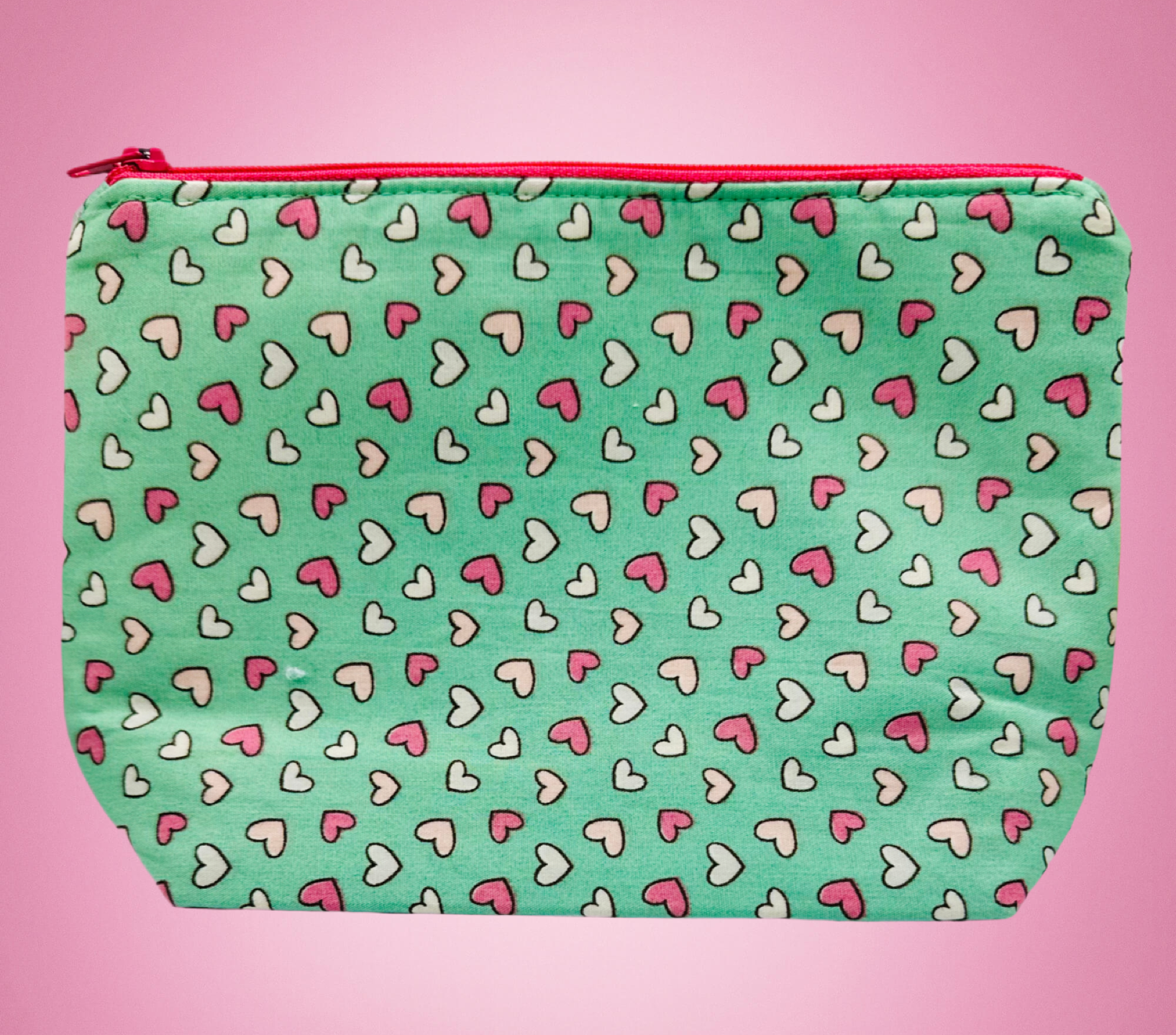 Green Love heart cosmetic makeup bag