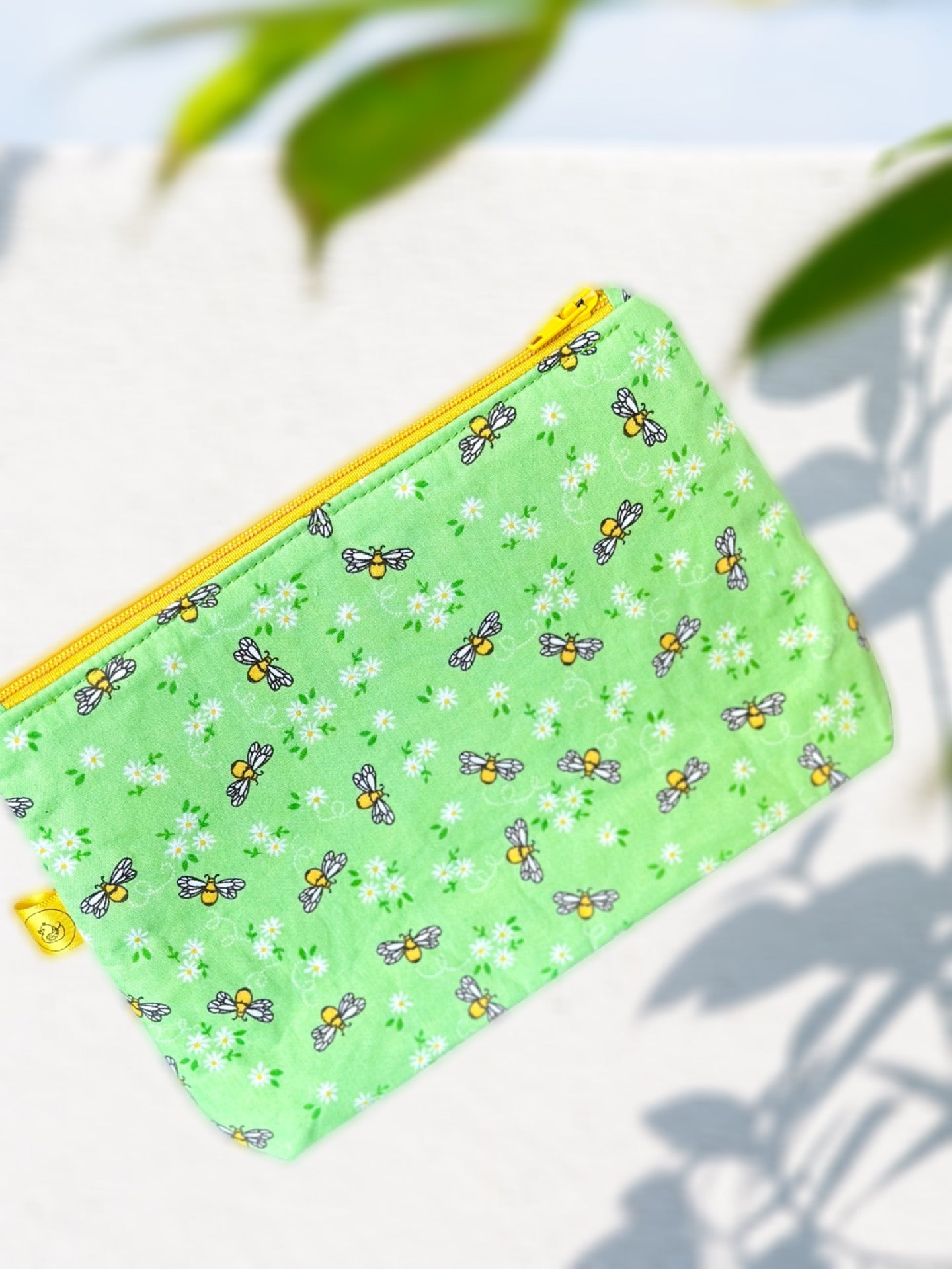 Green Buzzy Bees cosmetic makeup bag