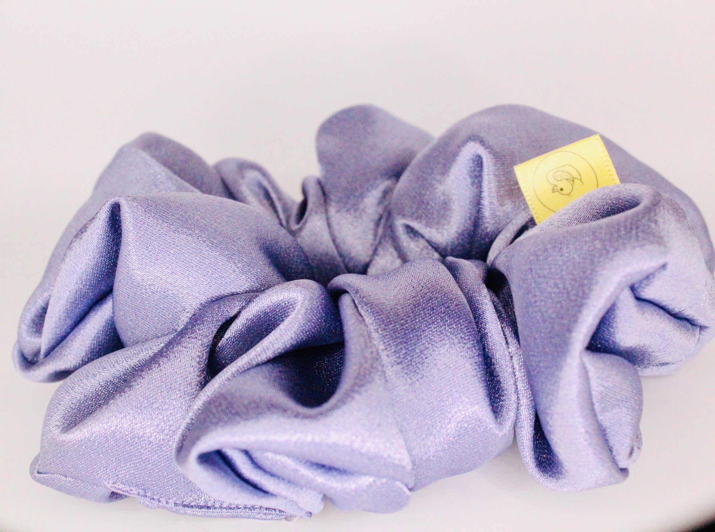Lilac pastel  metallic Satin hair scrunchie