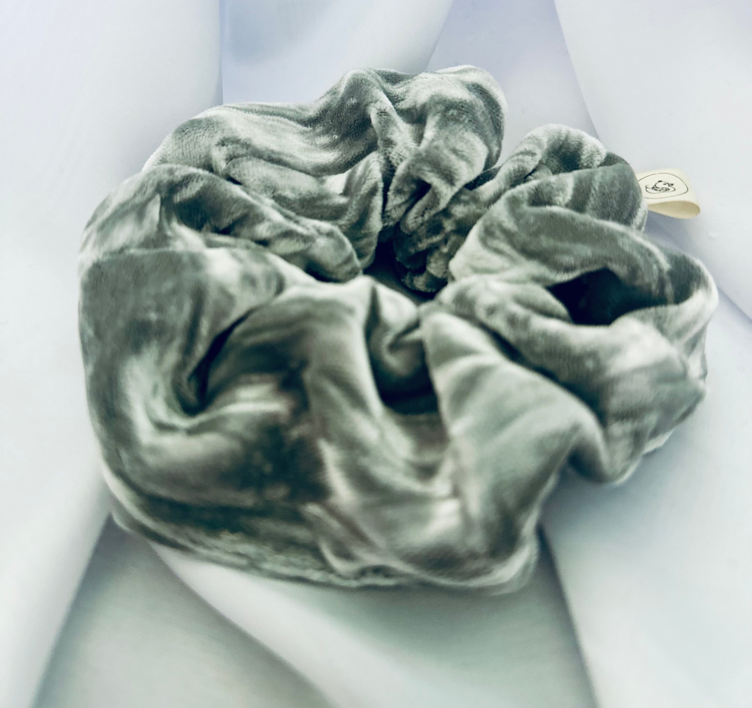 Silver crushed velvet hair scrunchie