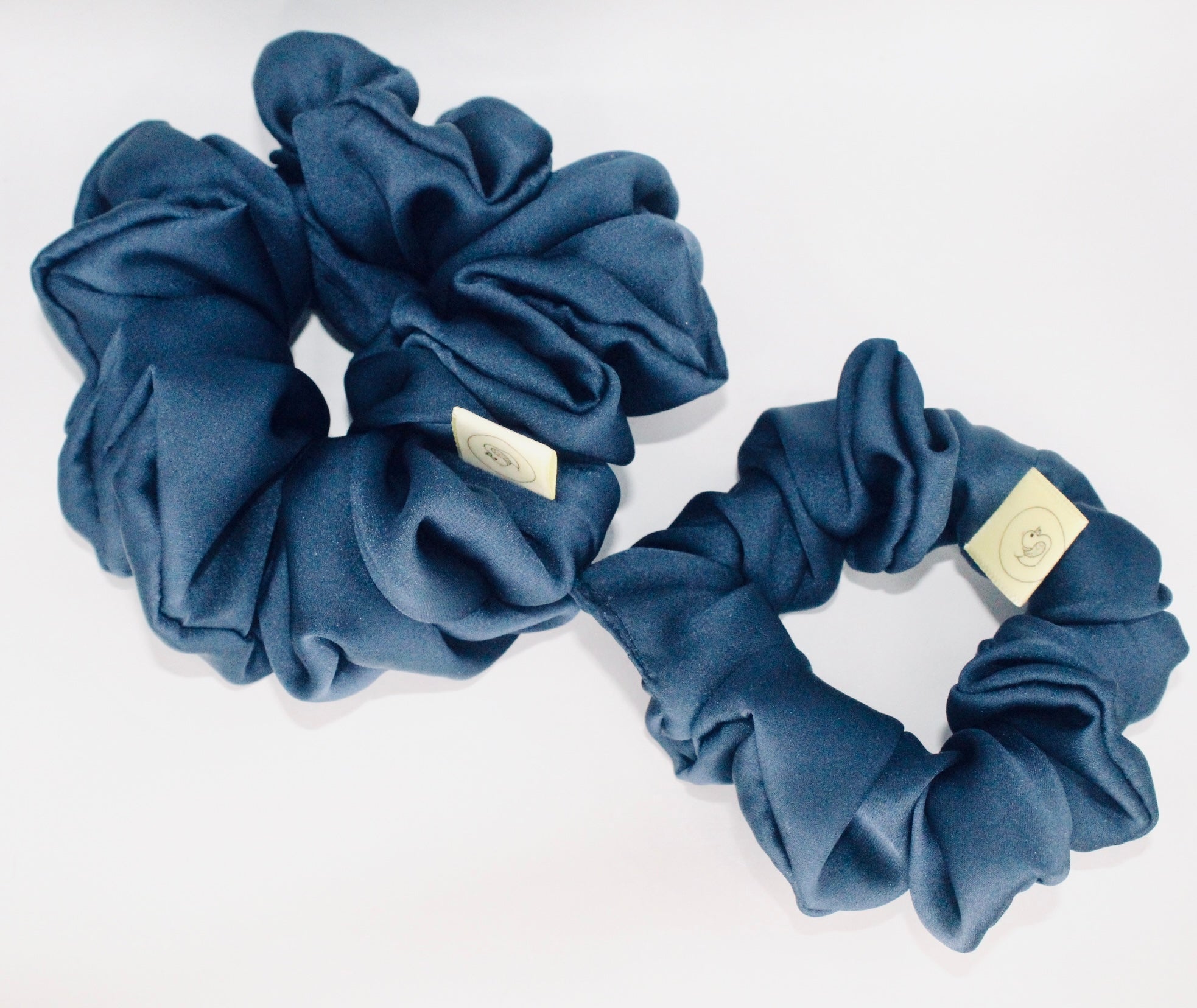 Navy Blue Satin Large Hair Scrunchie