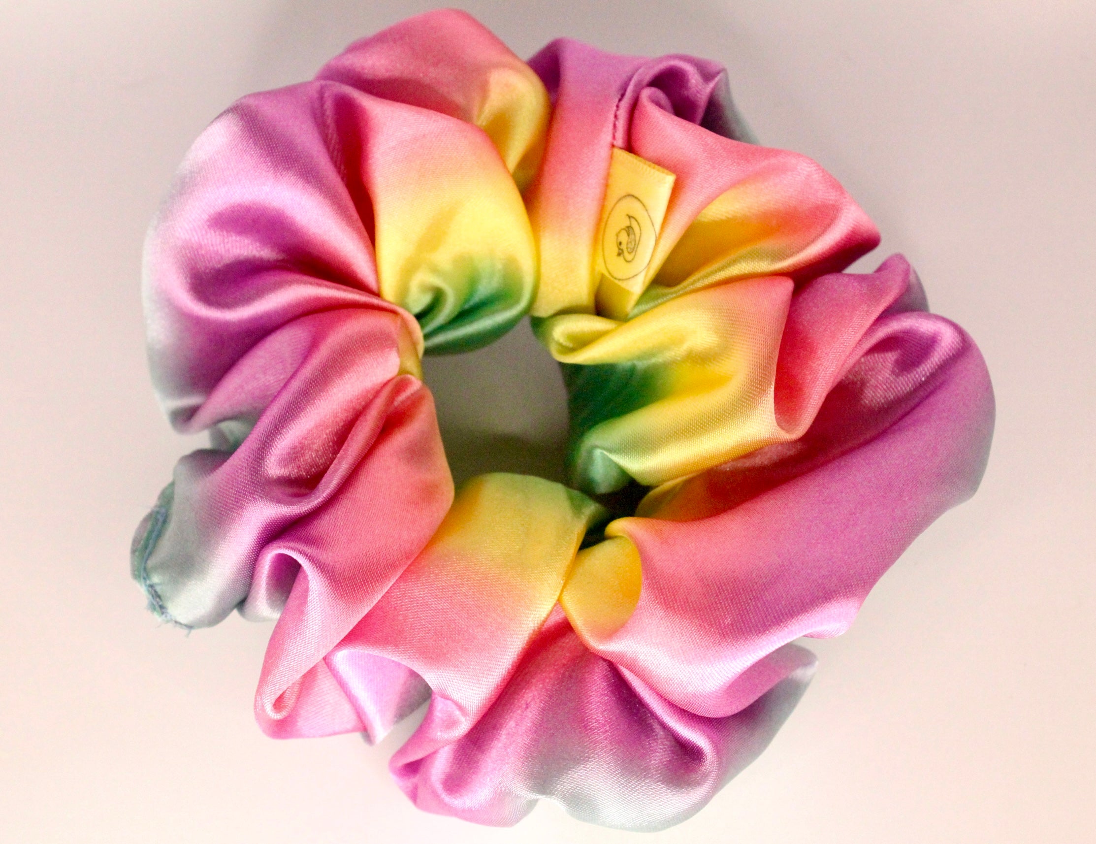 Rainbow pastel Luxury satin hair scrunchie