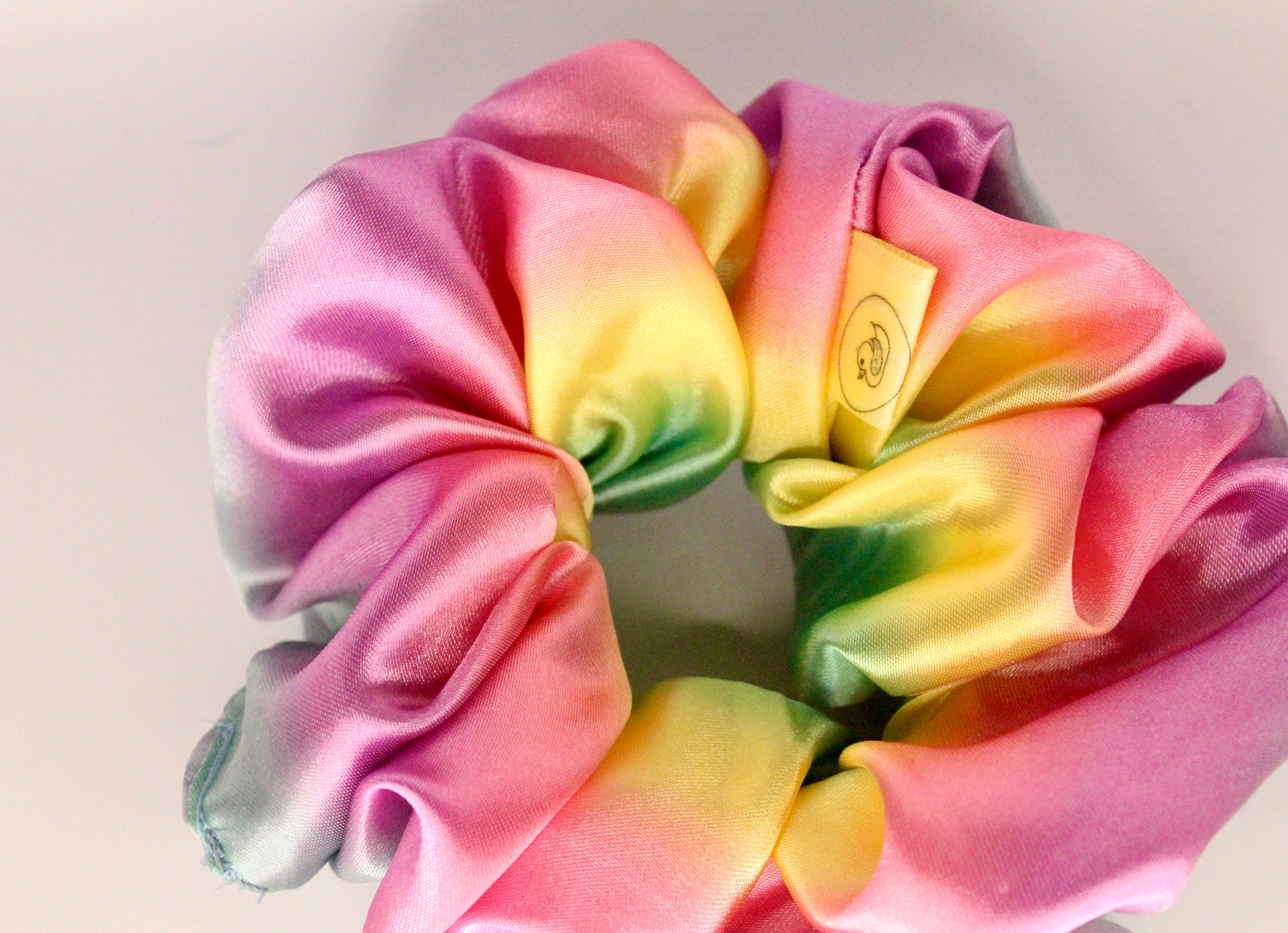 Rainbow pastel Luxury satin hair scrunchie