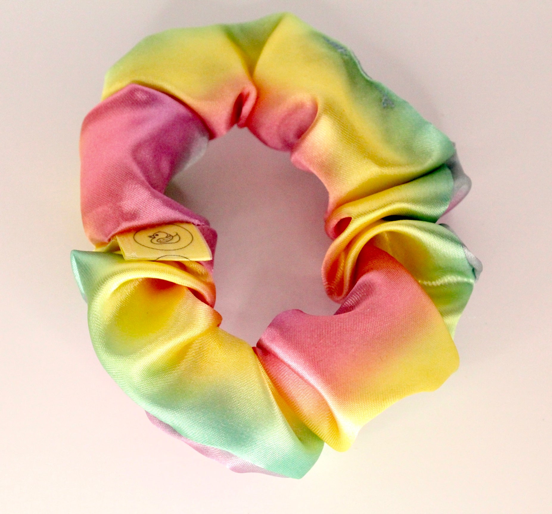 Rainbow pastel Luxury satin hair scrunchie