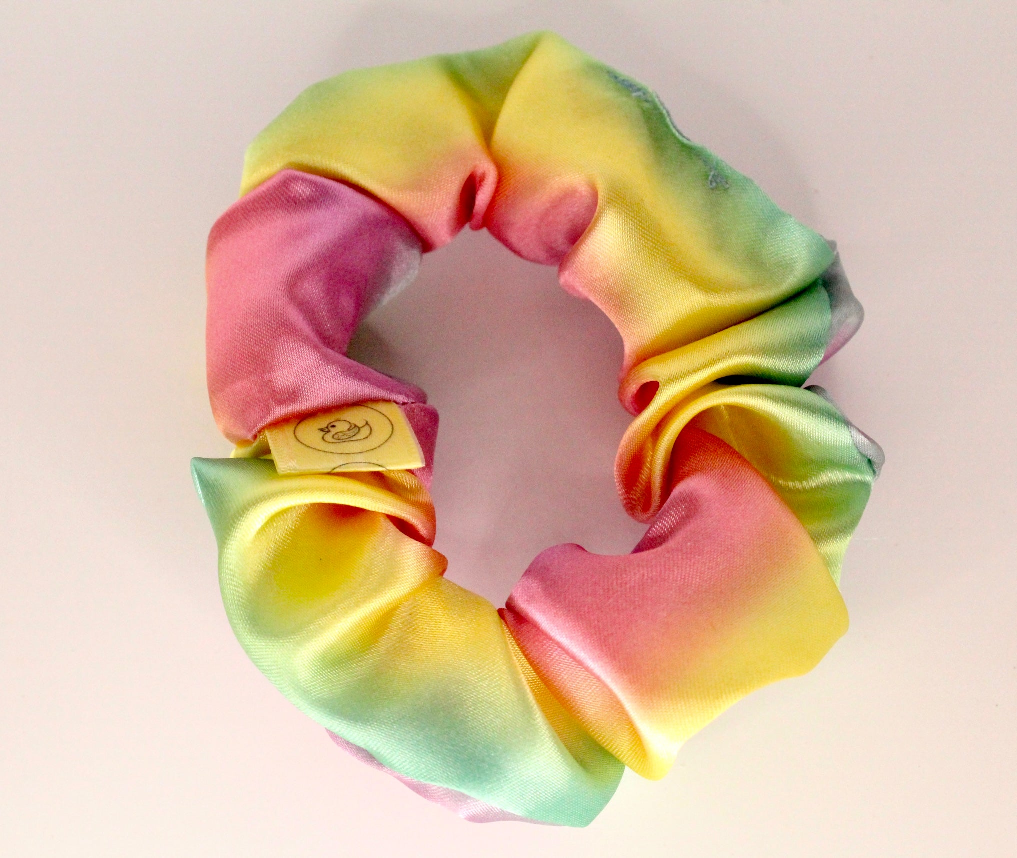 Rainbow pastel Luxury satin hair scrunchie