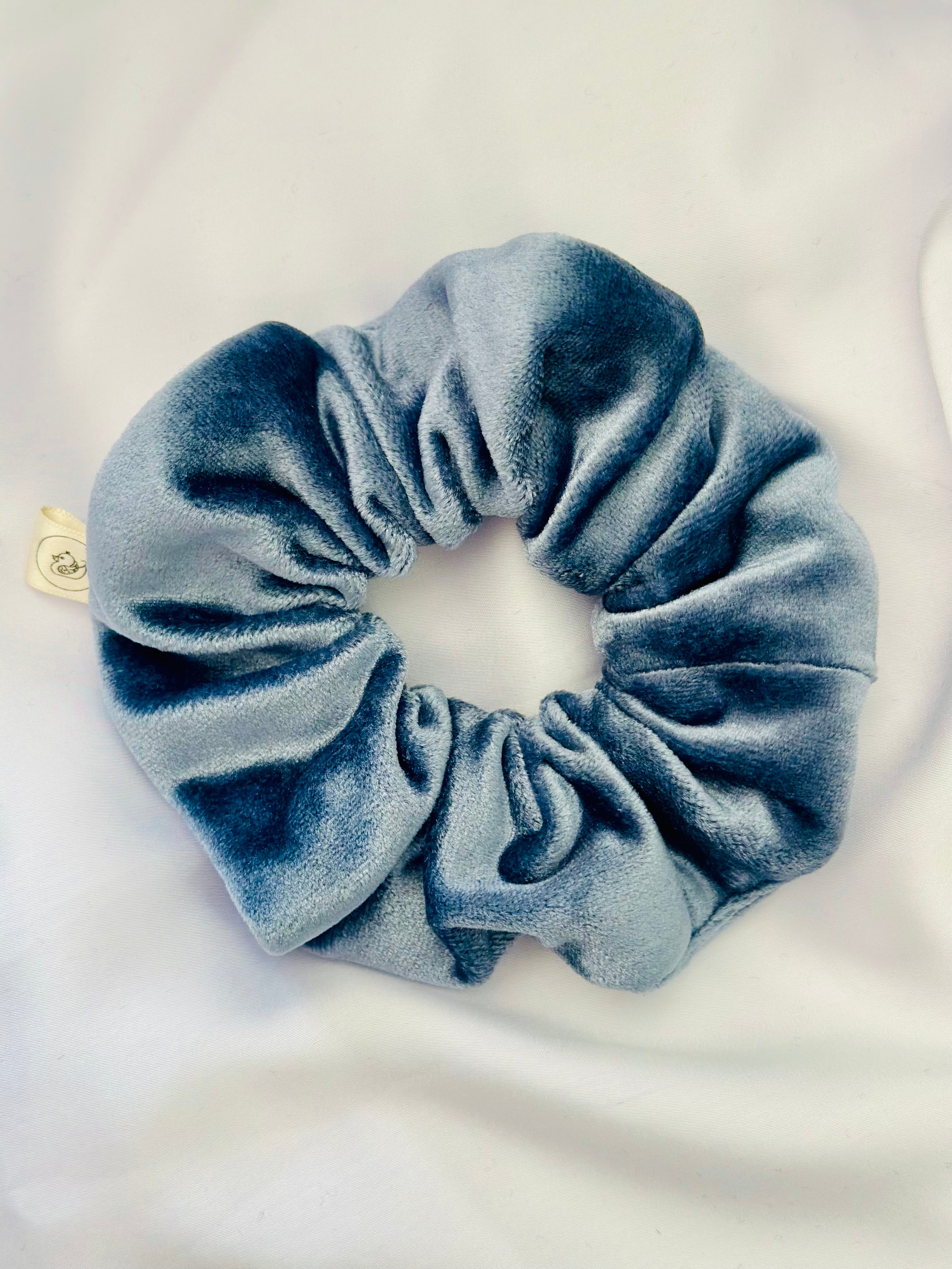Silver Grey Velour Hair Scrunchie