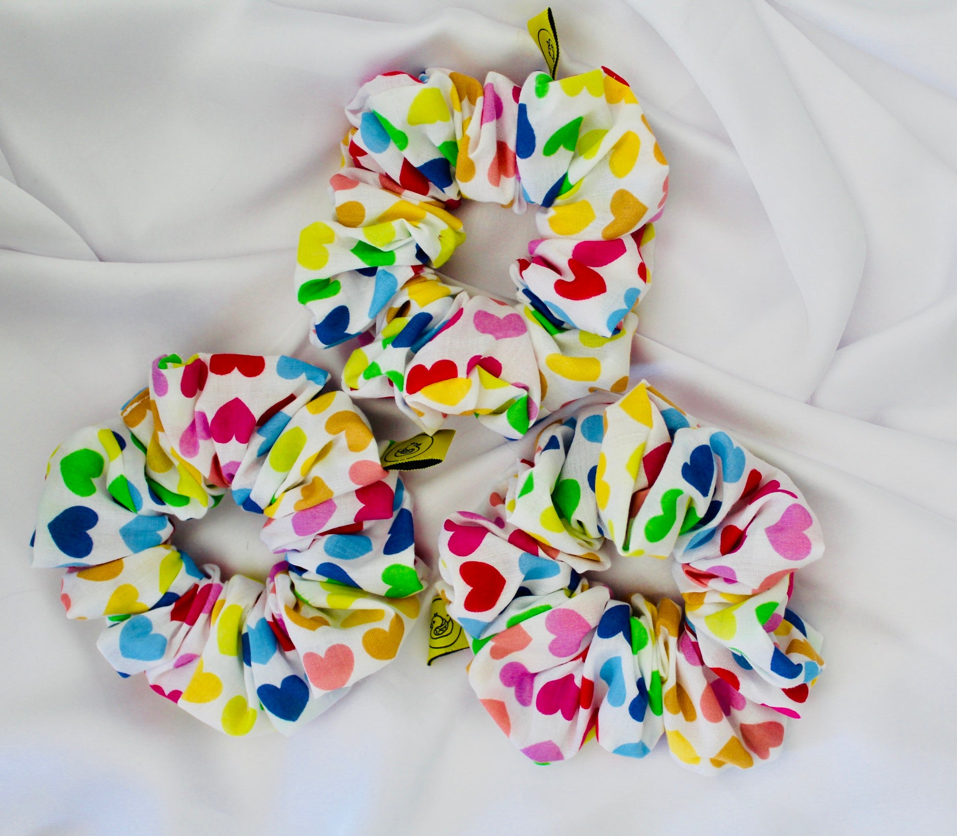 Rainbow Heart hair scrunchie