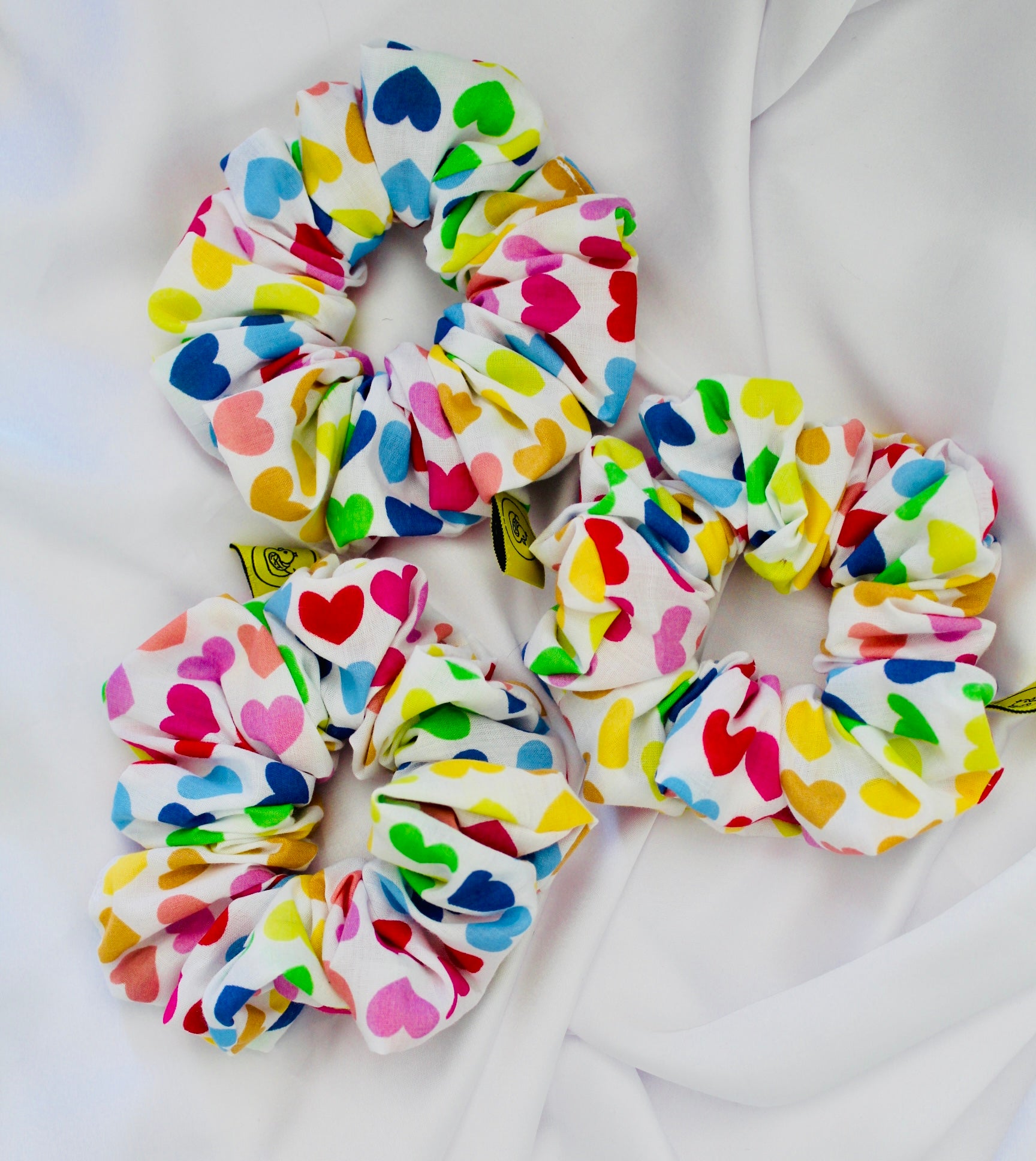 Rainbow Heart hair scrunchie