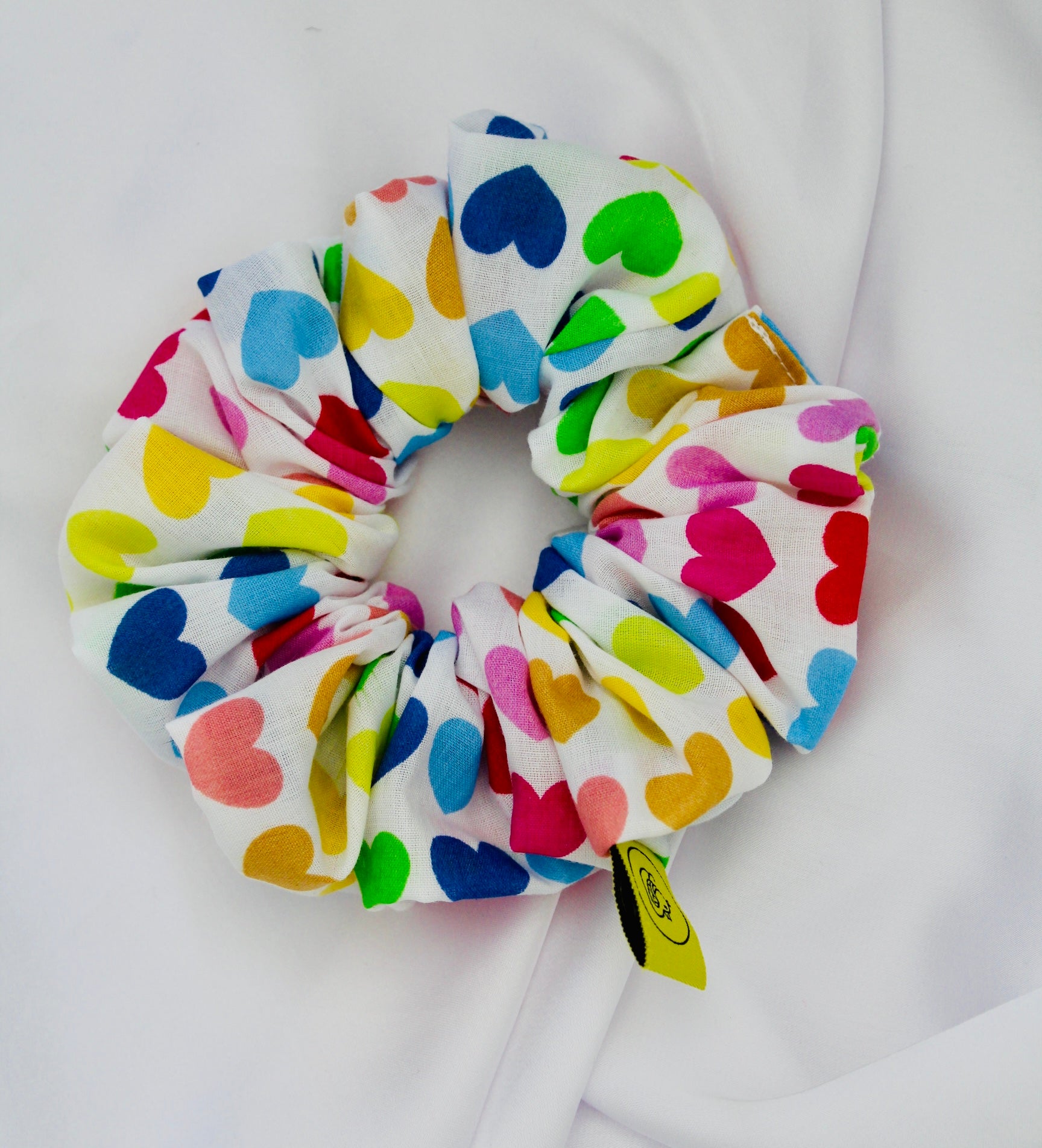 Rainbow Heart hair scrunchie