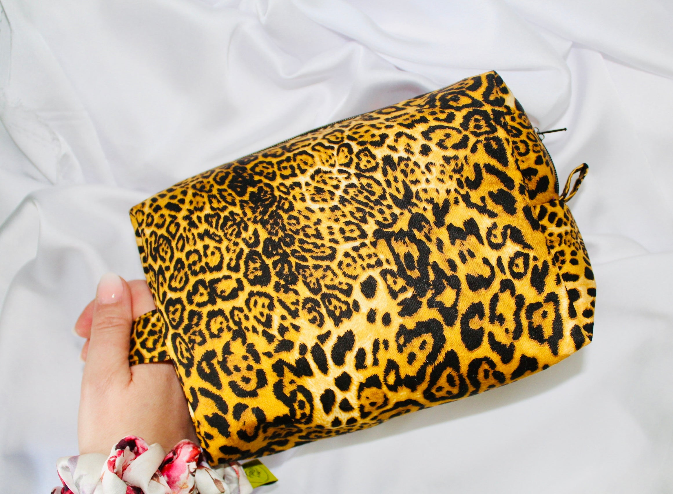 Leopard Print Box cosmetic makeup bag Large