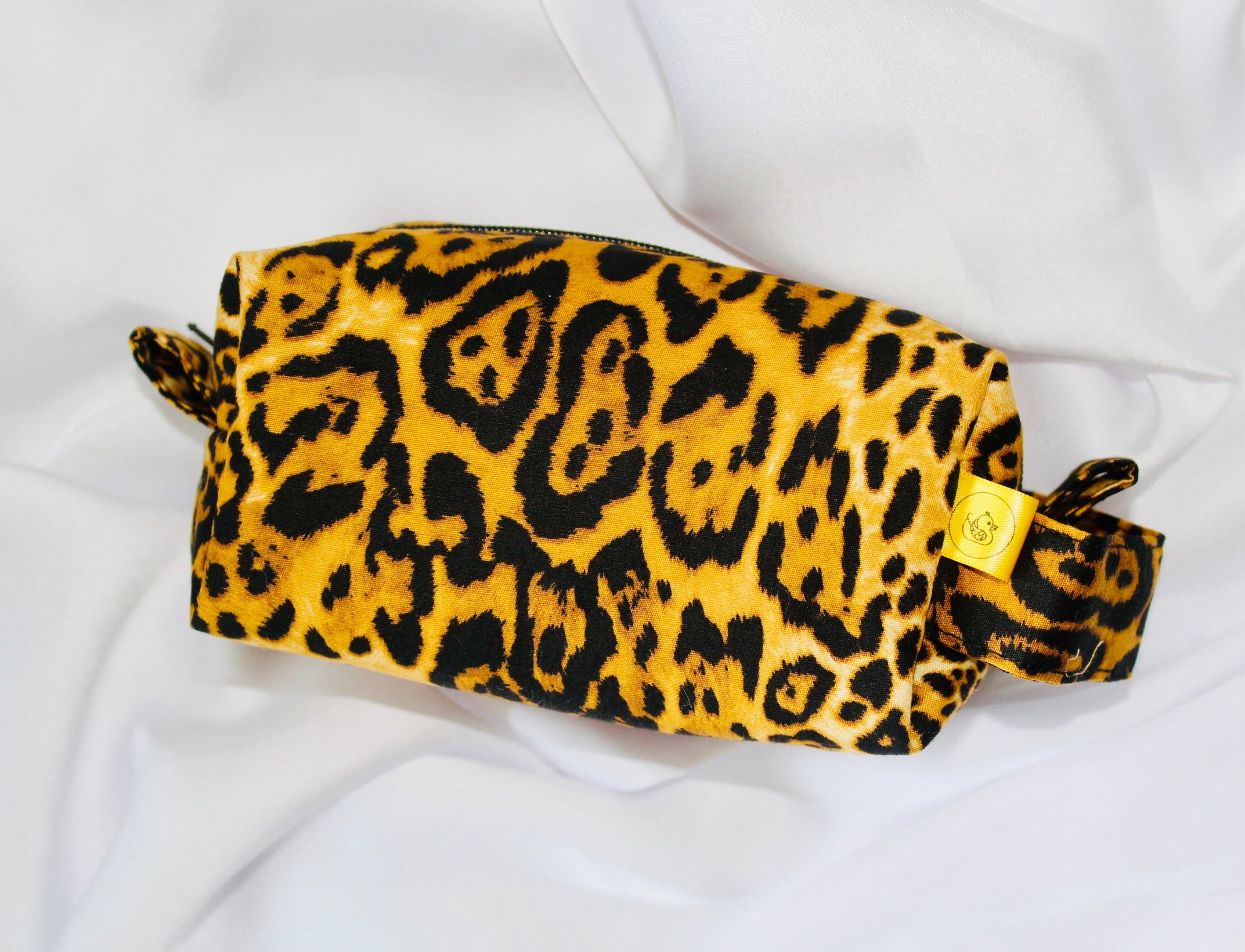 Leopard Print Box cosmetic makeup bag small