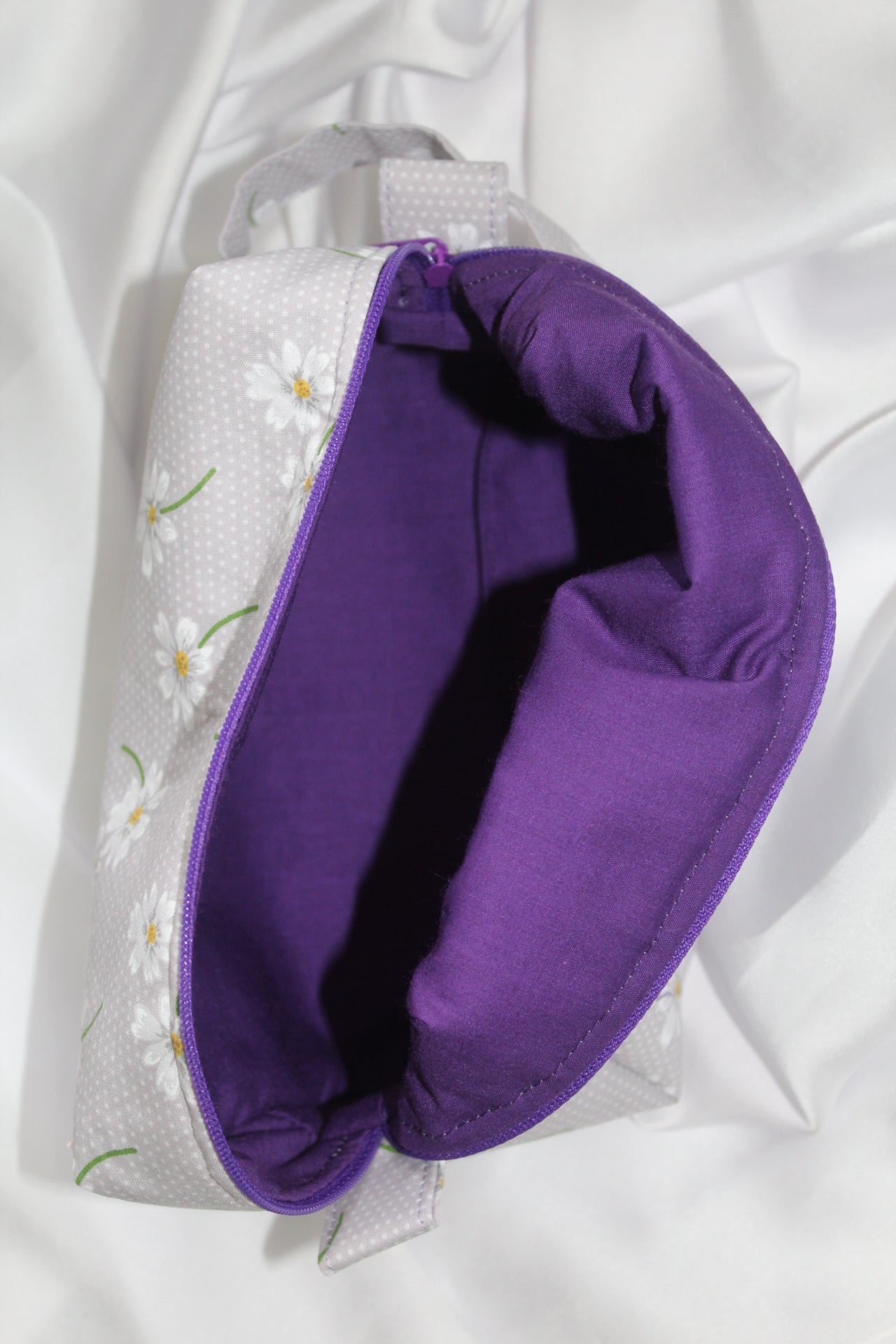 Lilac Purple Daisy Box cosmetic makeup bag Medium