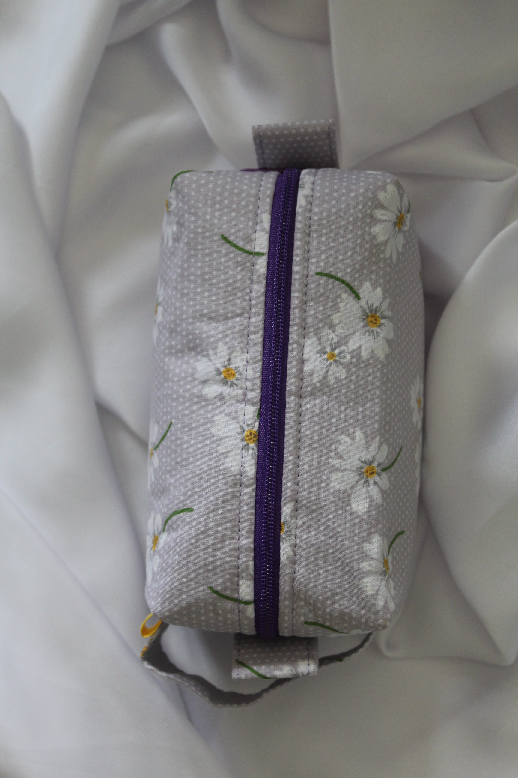 Lilac Purple Daisy Box cosmetic makeup bag Medium