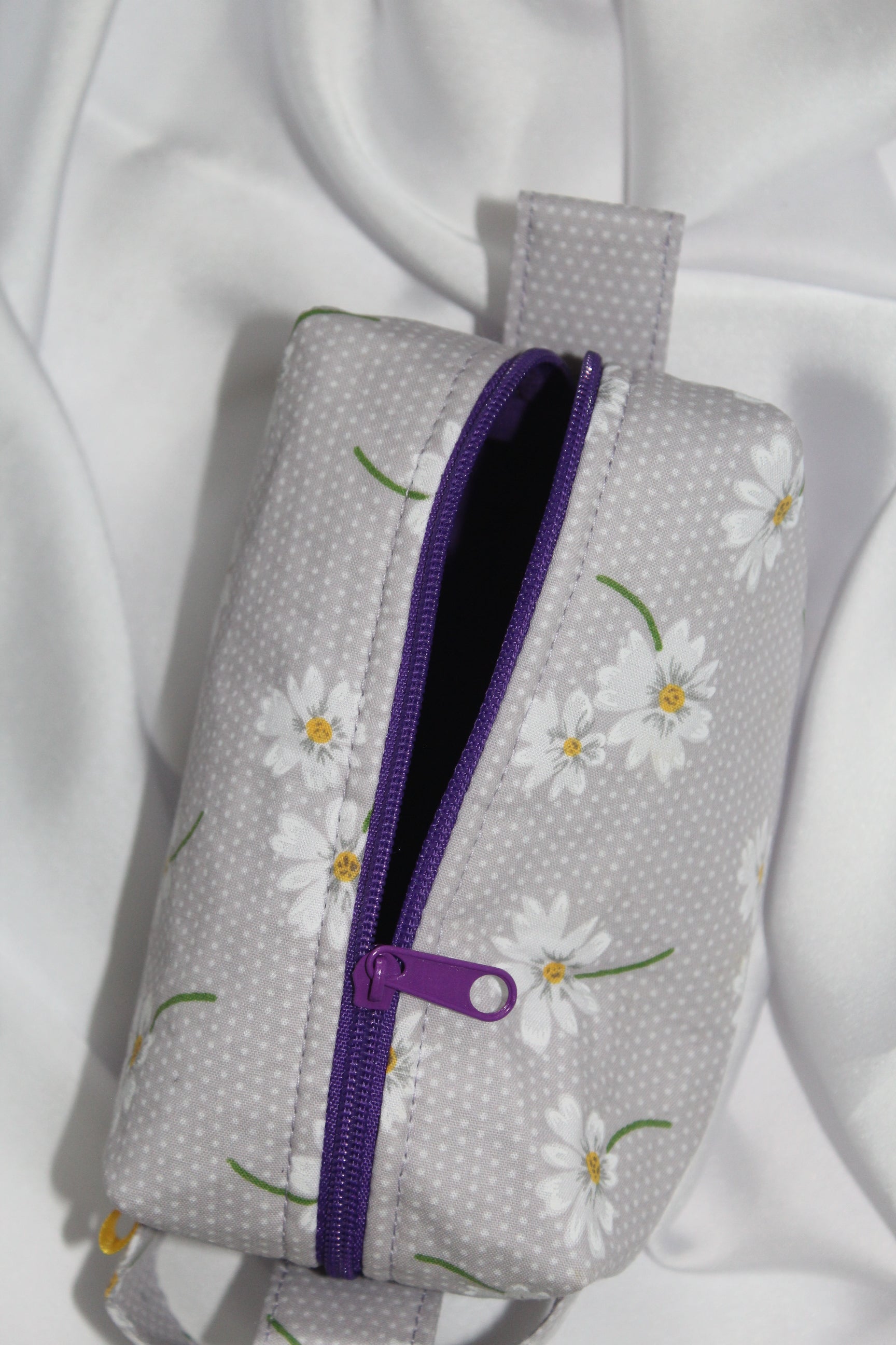 Lilac Purple Daisy Box cosmetic makeup bag Medium