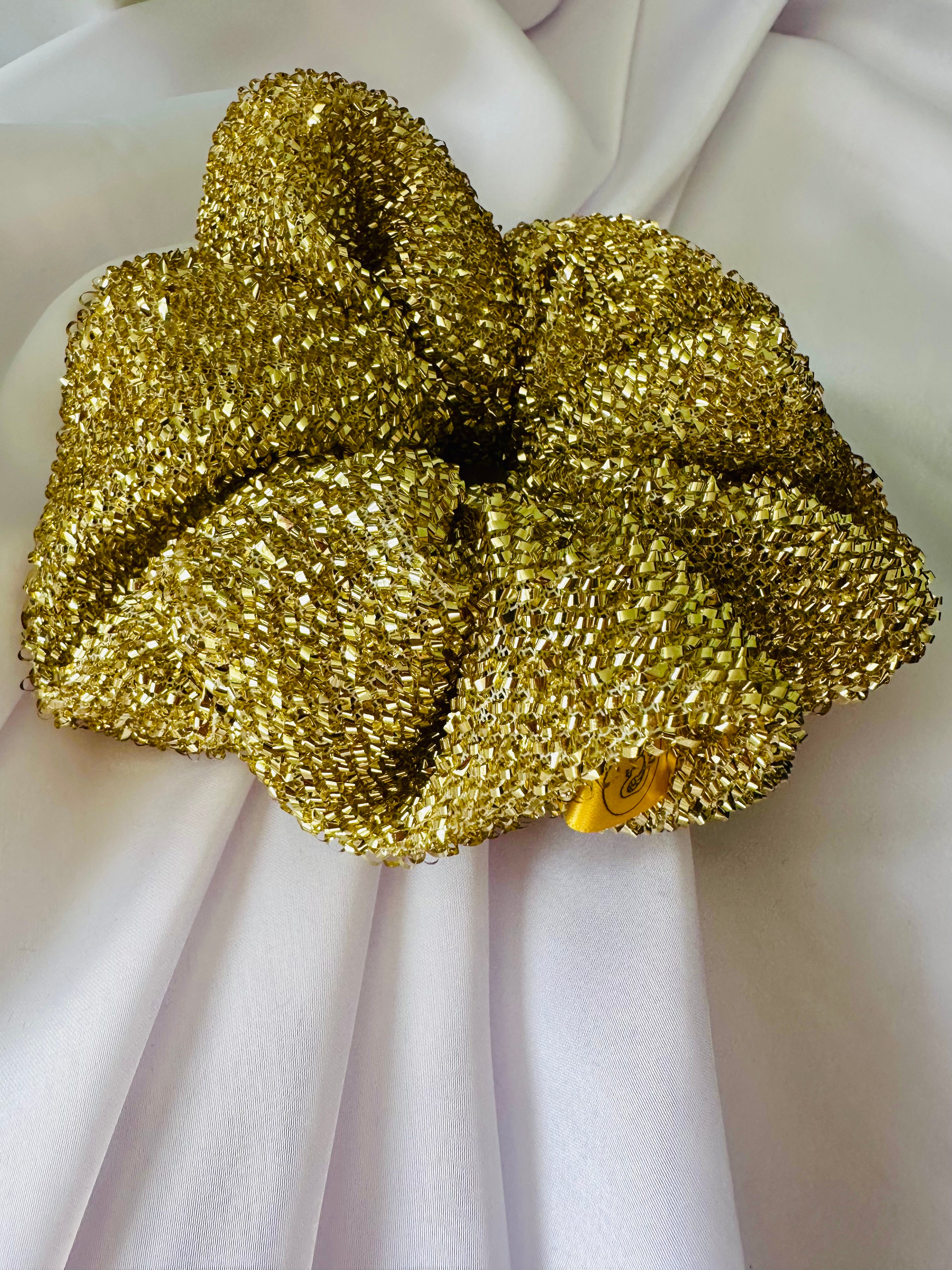 Gold Tinsel Christmas Hair Scrunchie