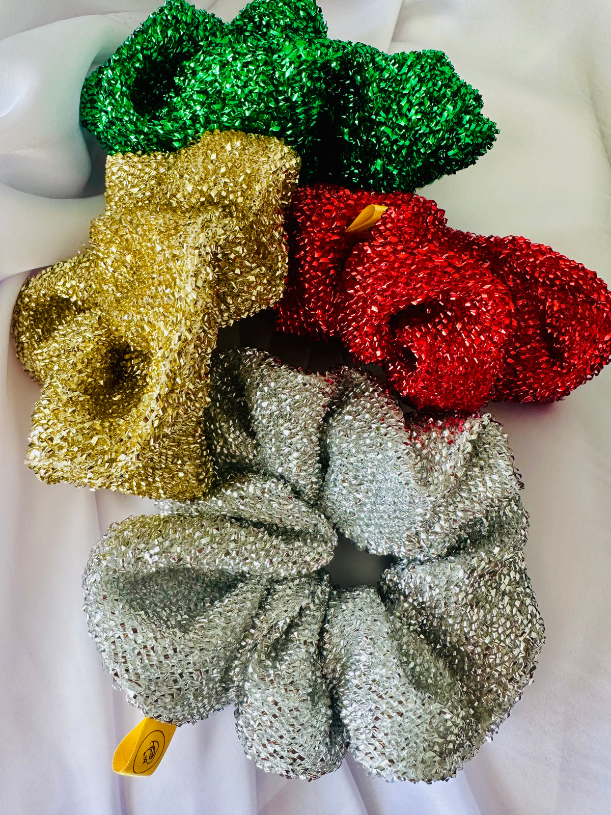 Green Tinsel Hair Scrunchie