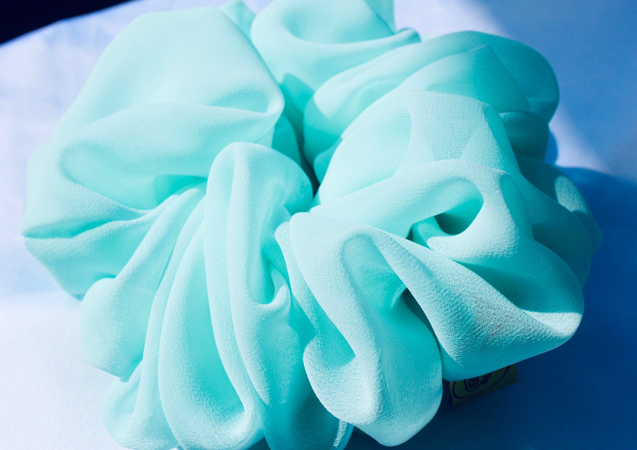 Peppermint Cream Chiffon Large hair scrunchie