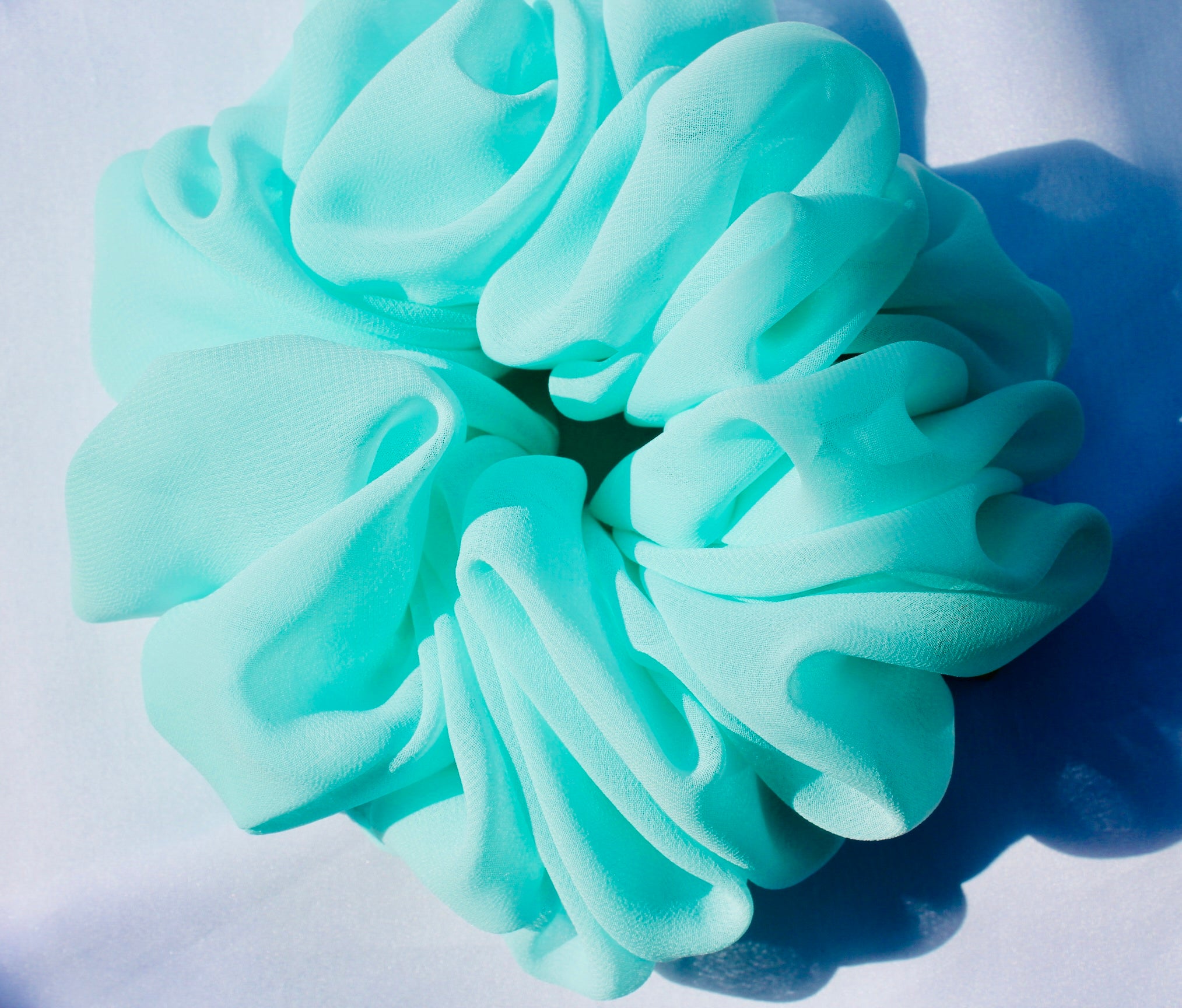 Peppermint Cream Chiffon XL hair scrunchie – Handmade by Ducky
